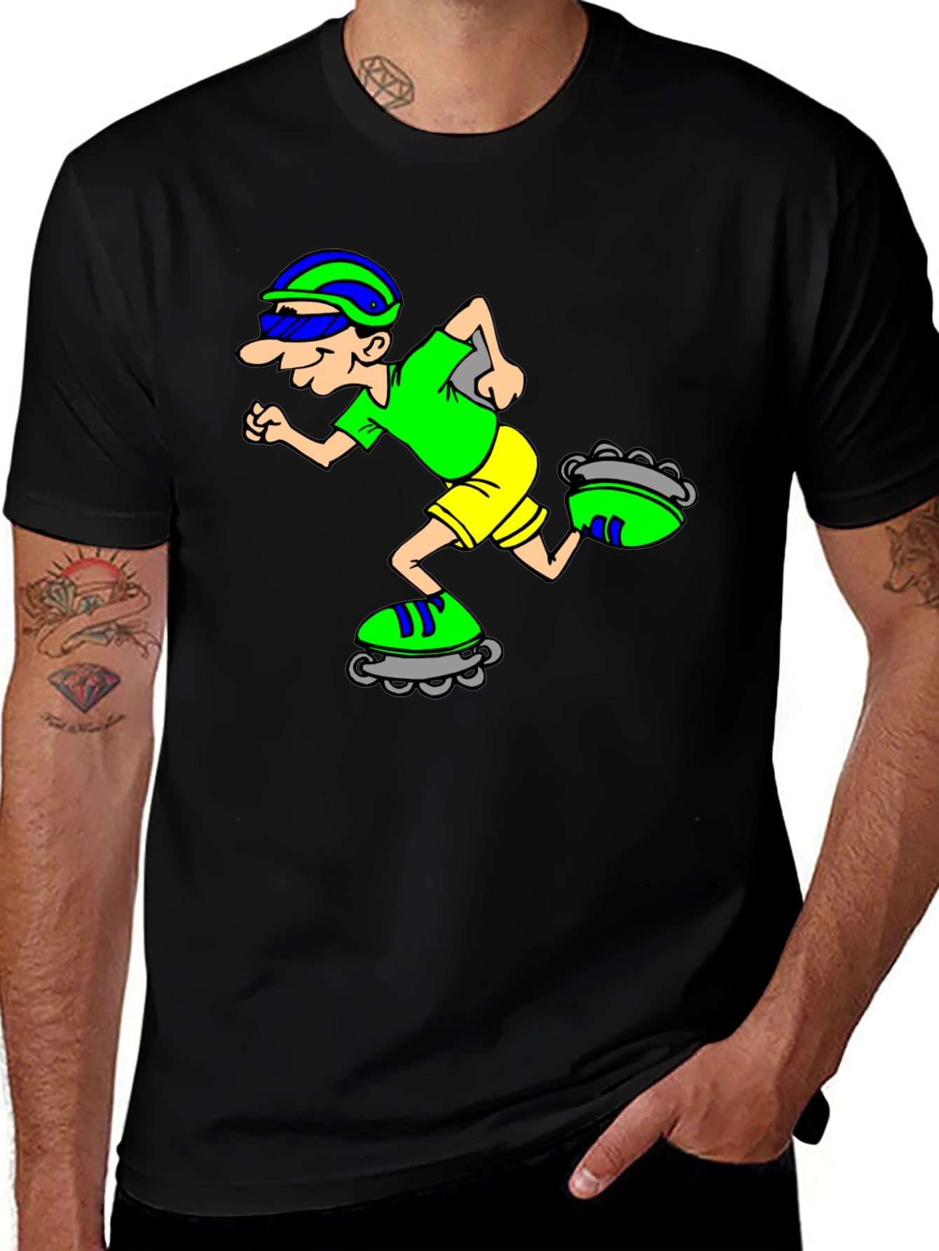 Variant 21 of Cartoon Inline Skater Graphic Tee - Black
