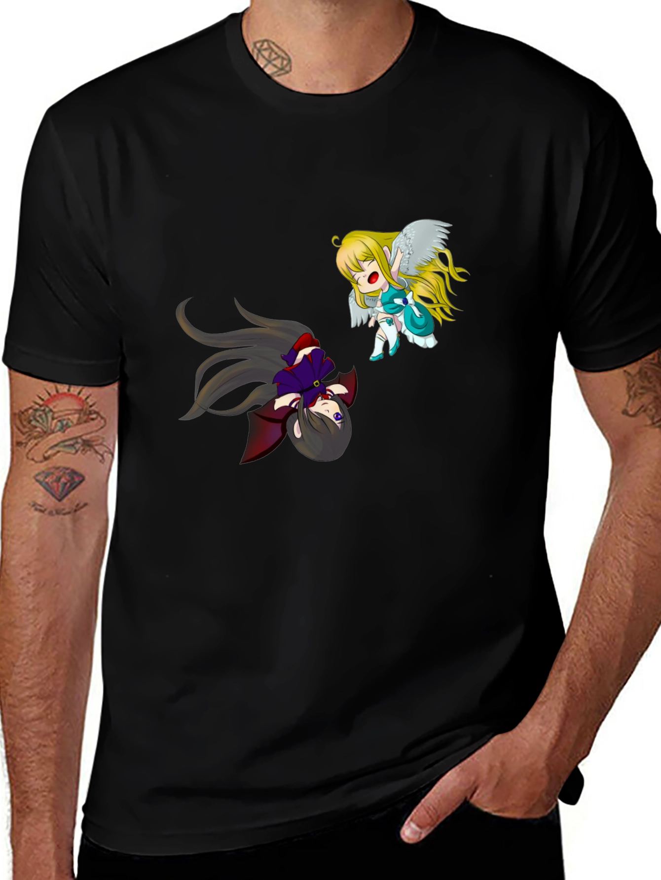 Variant 20 of Anime Graphic Tee - Angel vs. Devil T-Shirt
