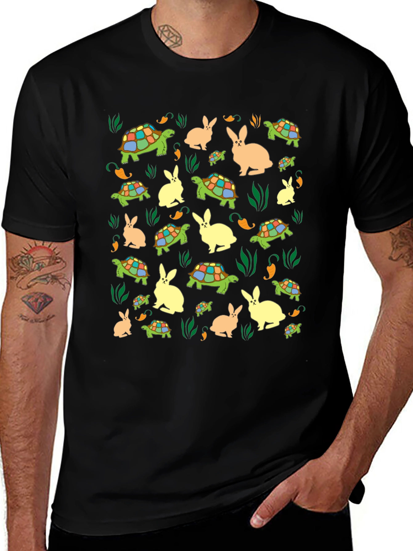Variant 3 of Turtle and Rabbit Print T-Shirt