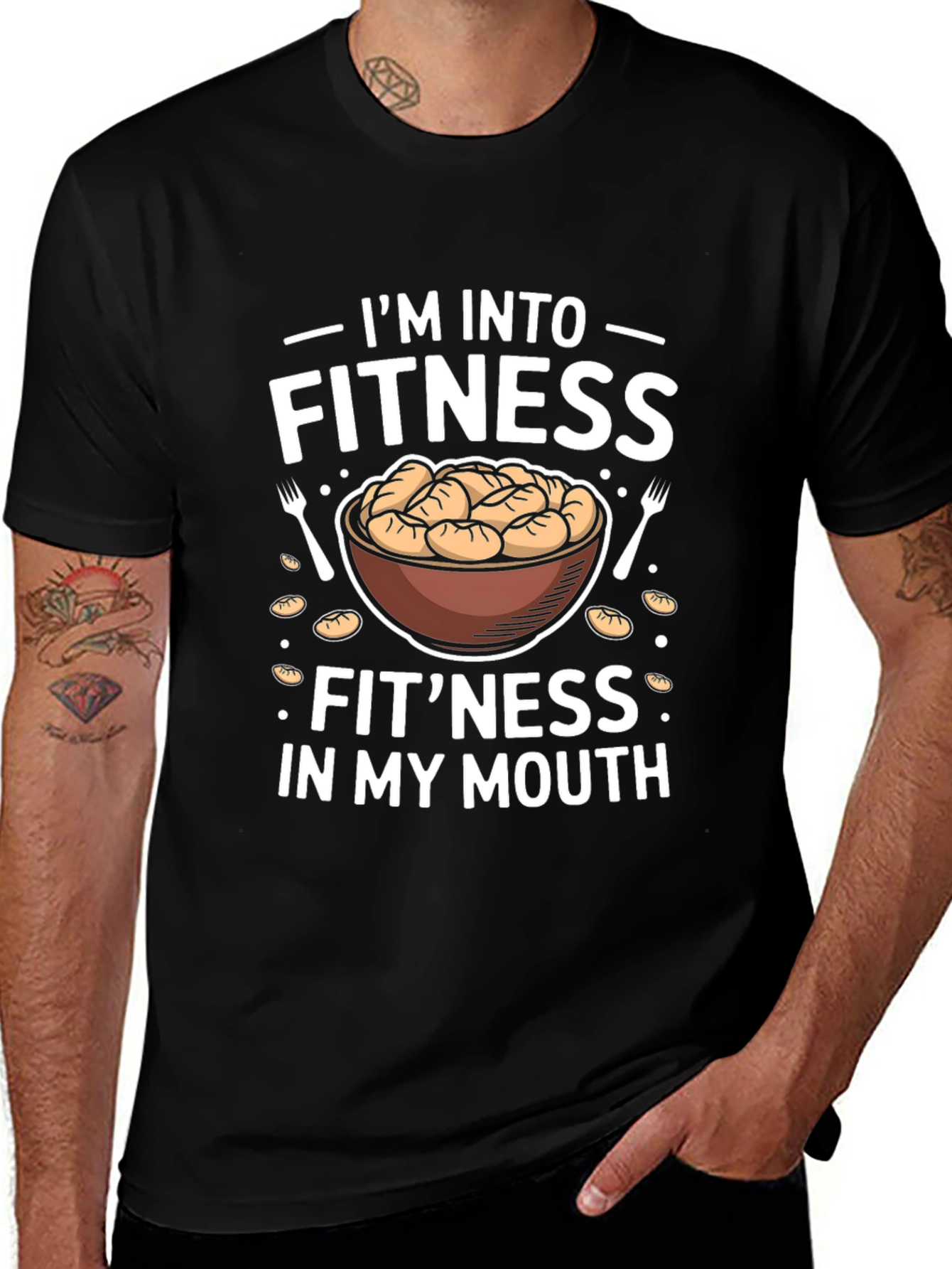 Variant 9 of Fitness In My Mouth T-Shirt Funny Foodie Tee
