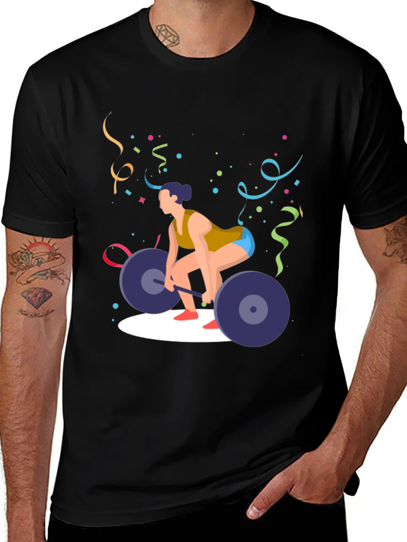 Variant 23 of Weightlifting T-Shirt - Black Gym Tee