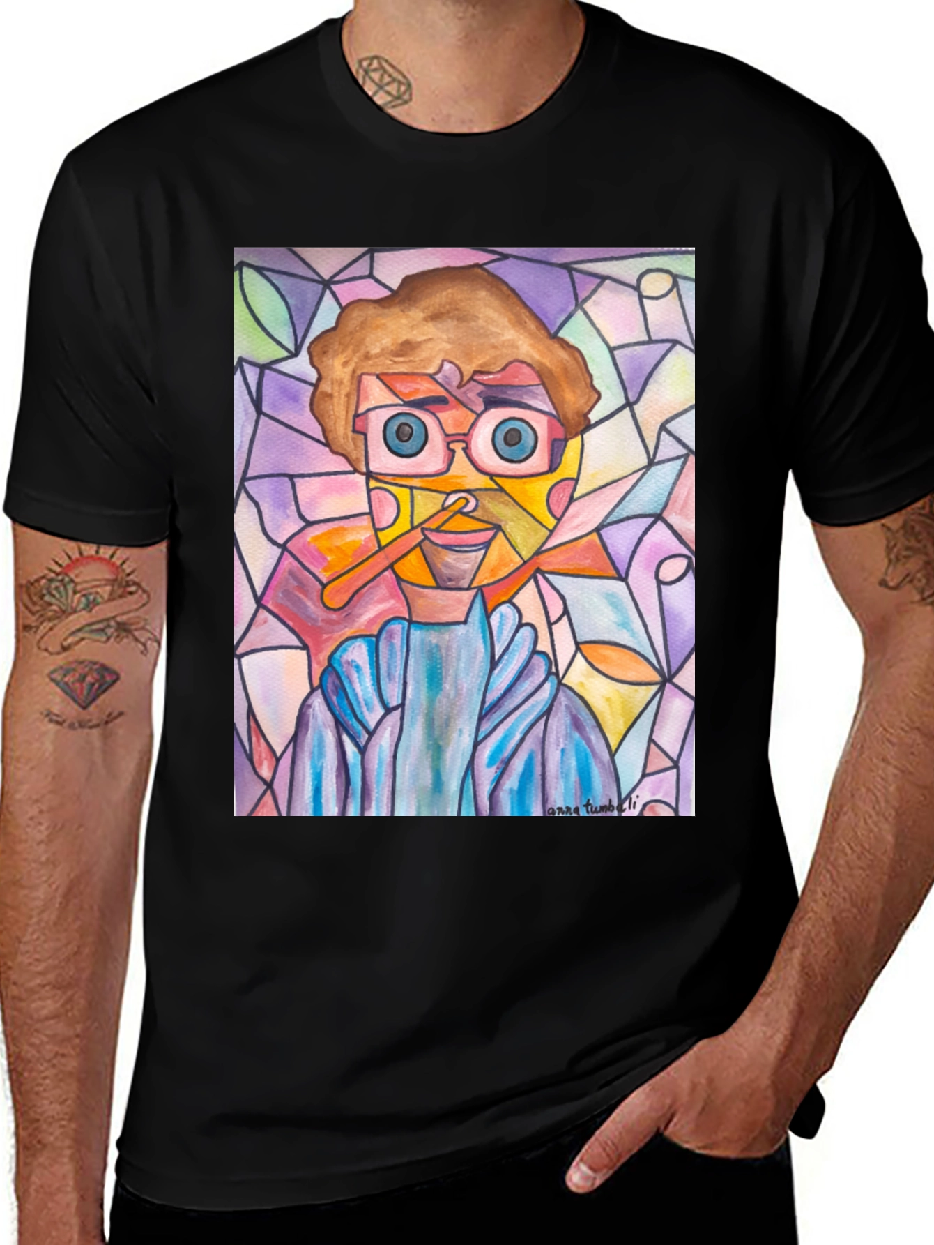 Variant 12 of Abstract Man Stained Glass Style Graphic Tee