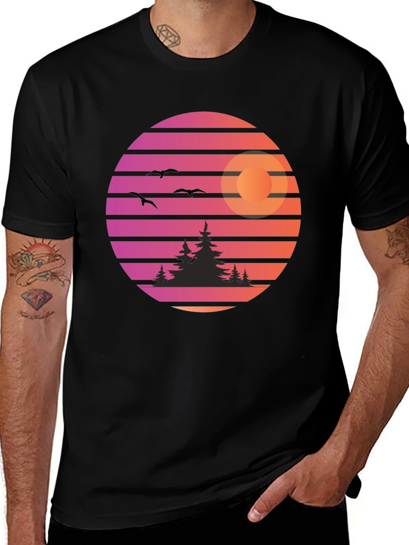 Variant 23 of Retro Sunset Graphic Tee - Nature Lover Shirt