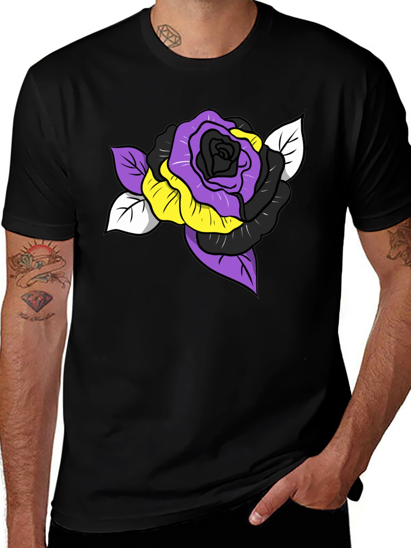 Variant 8 of Nonbinary Pride Rose Graphic T-Shirt