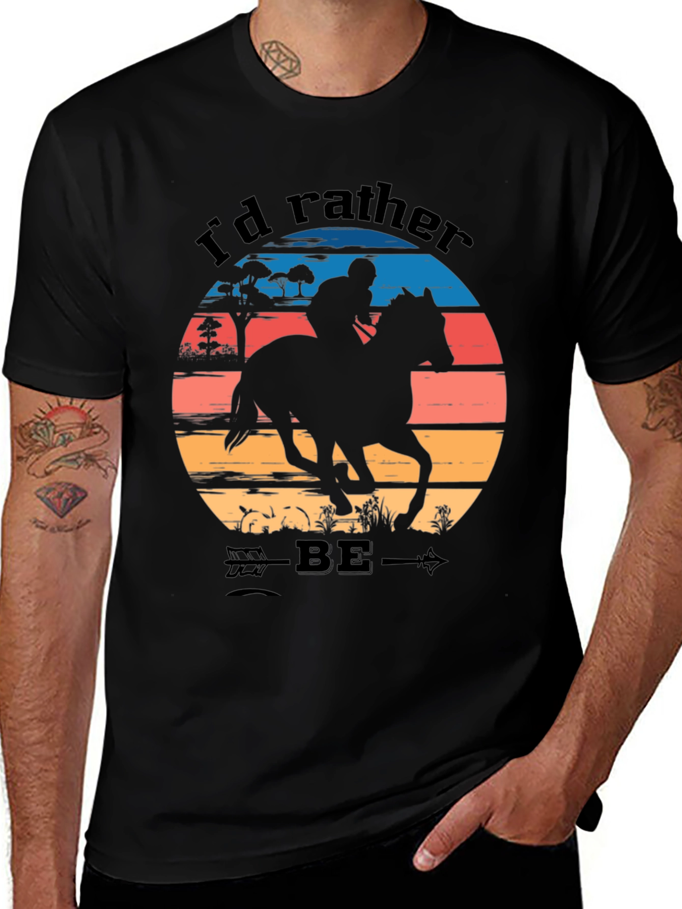 Variant 15 of Equestrian Sunset T-Shirt - Horse Riding Tee