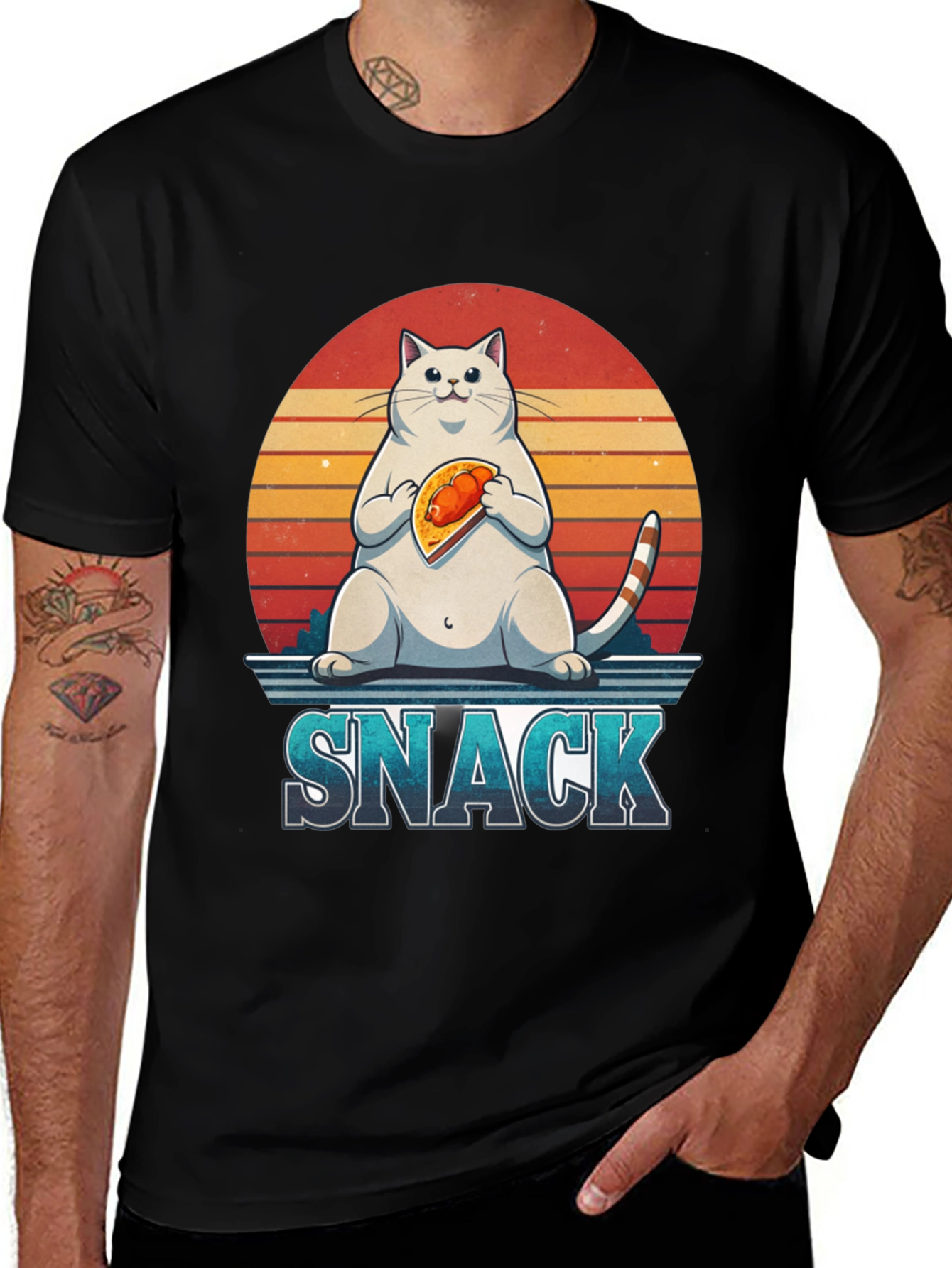 Black Cat Snack Graphic T-Shirt main image