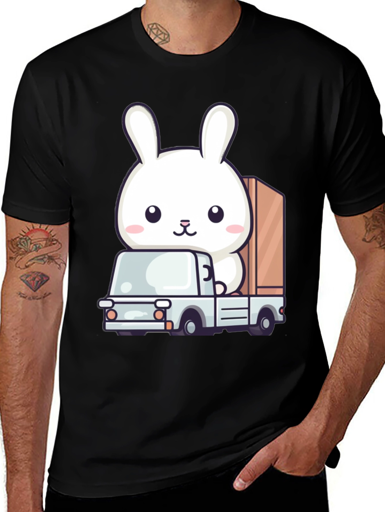 Variant 7 of Bunny Truck Graphic Tee - Cute Animal Lover Shirt
