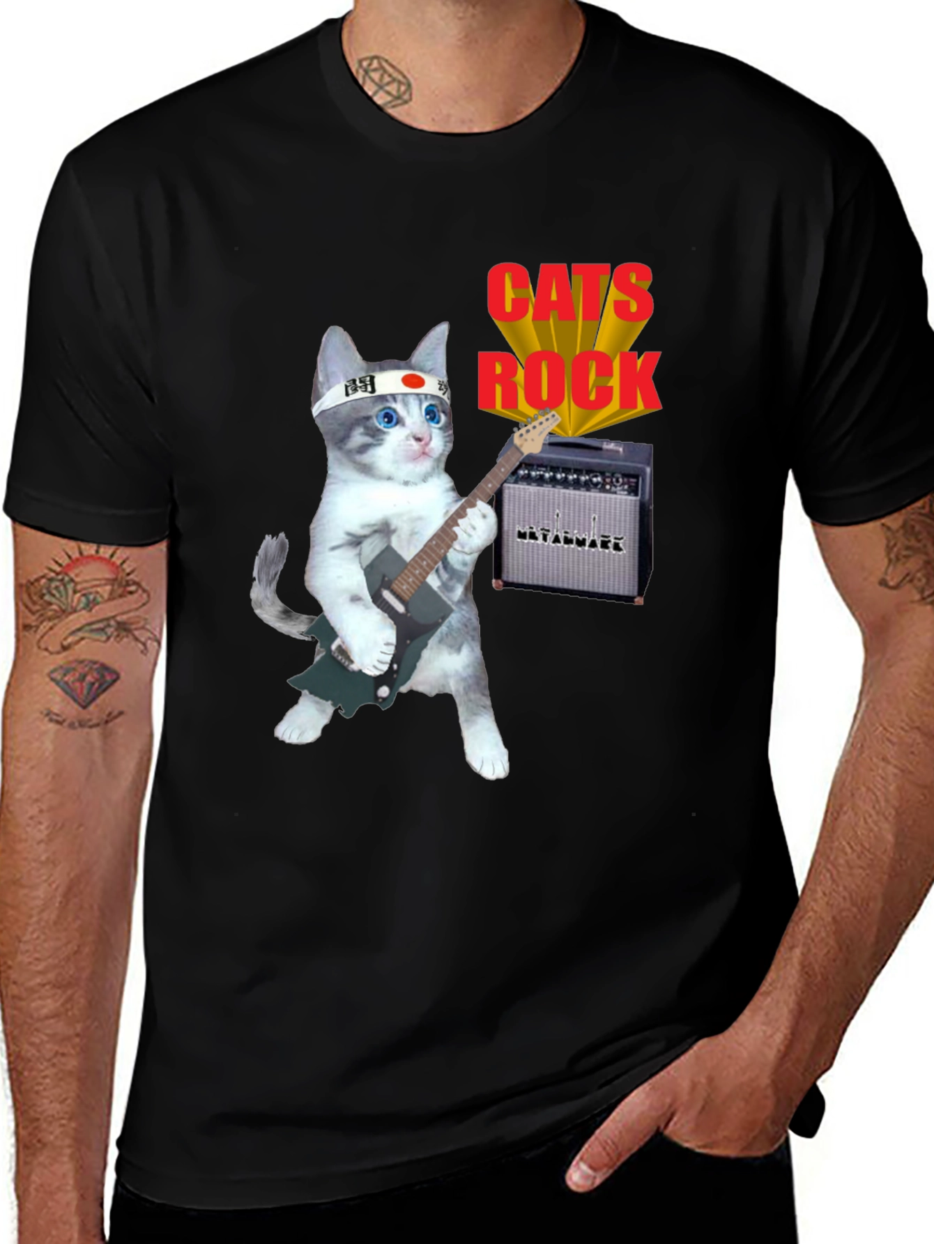 Variant 30 of Cats Rock T-Shirt - Guitar Playing Cat