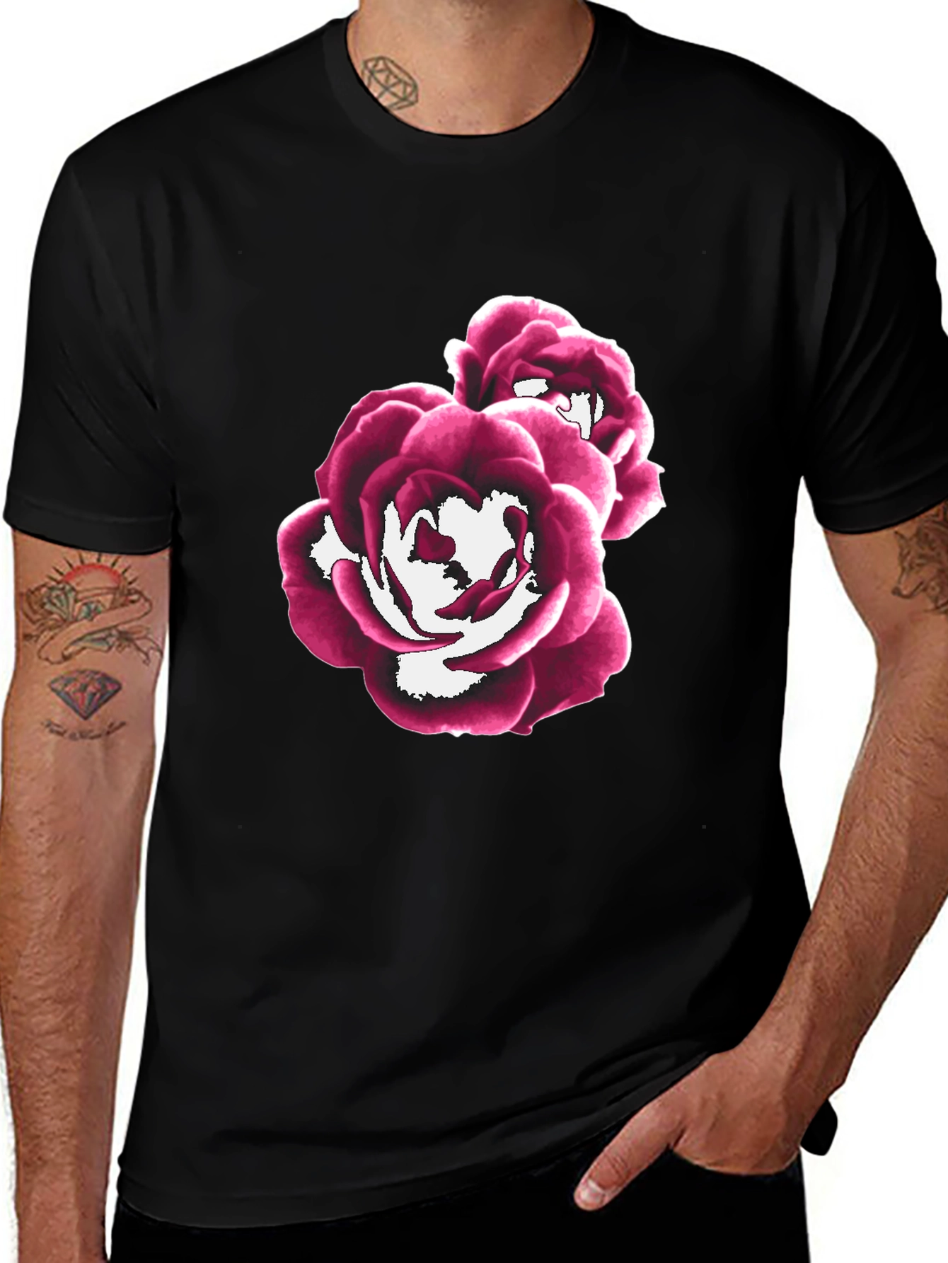 Variant 17 of Black T-Shirt with Roses