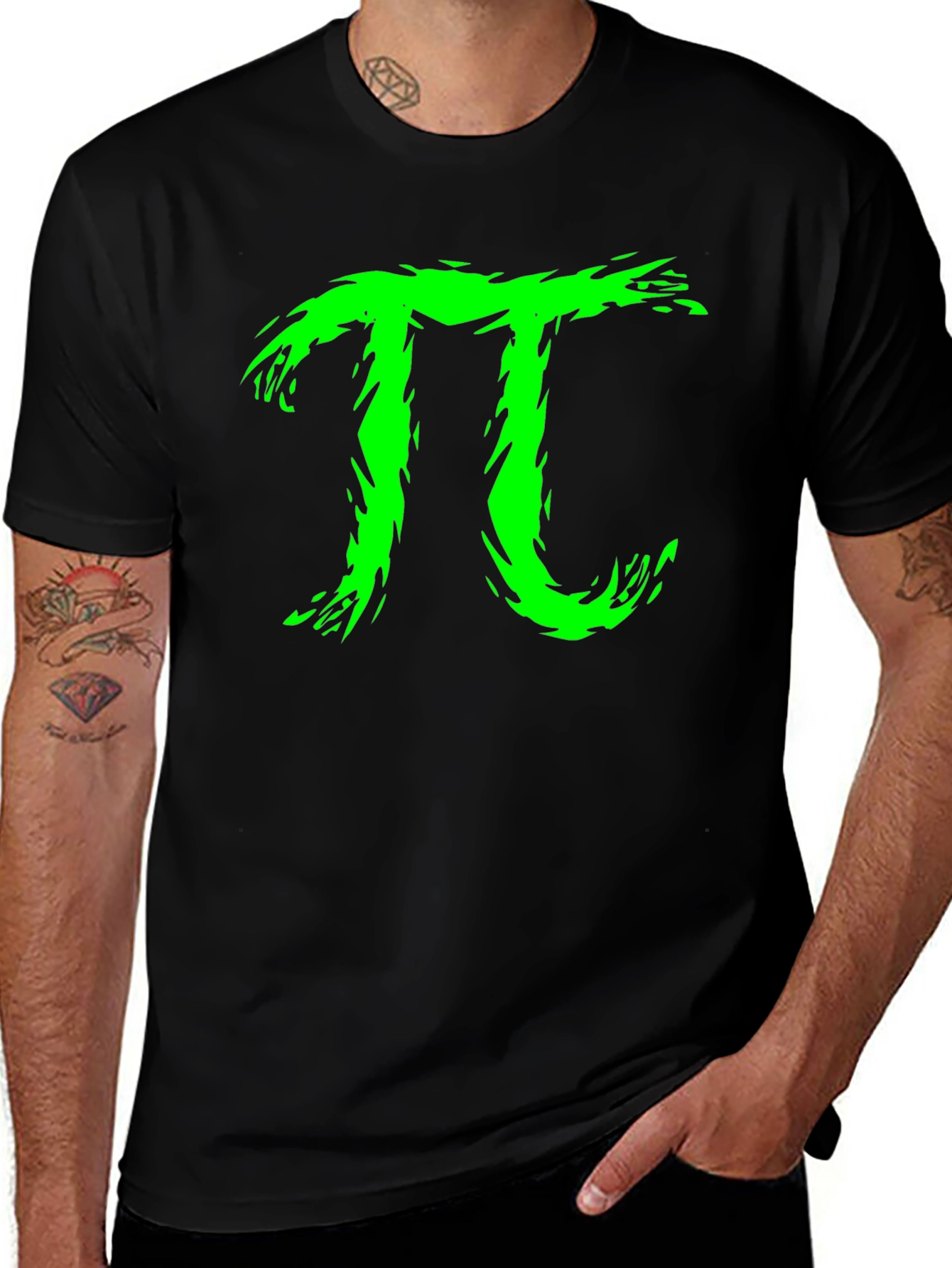 Green Pi Symbol Graphic T-Shirt