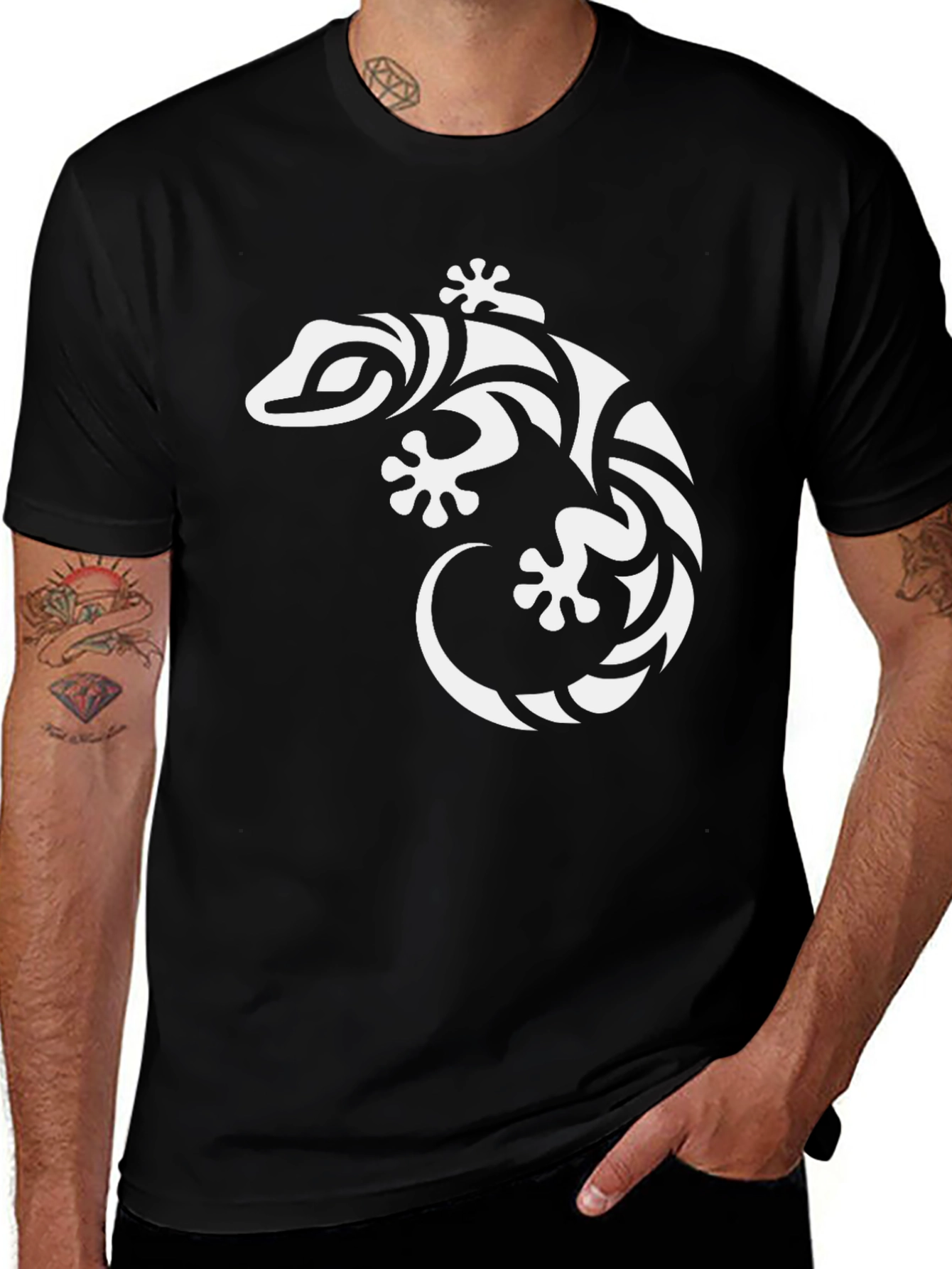 Variant 19 of Tribal Gecko Graphic Tee - Cool Lizard Shirt