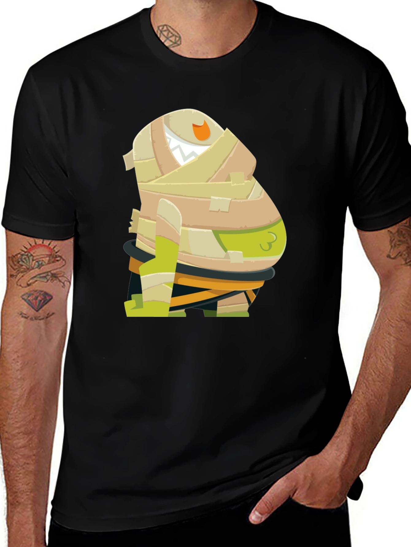 Variant 15 of Mummy Cartoon Graphic Black T-Shirt