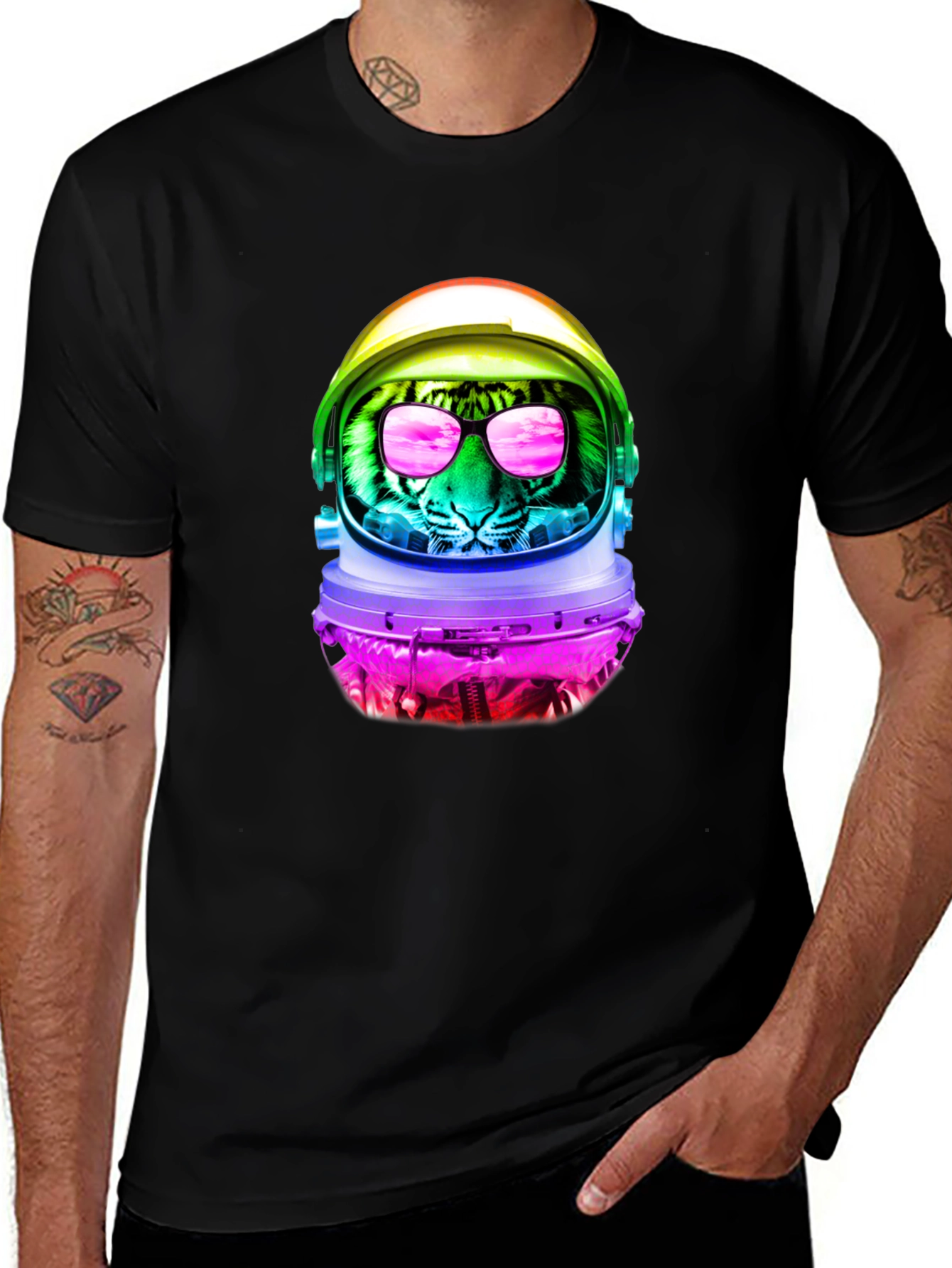 Variant 16 of Rainbow Tiger Astronaut Graphic T-Shirt