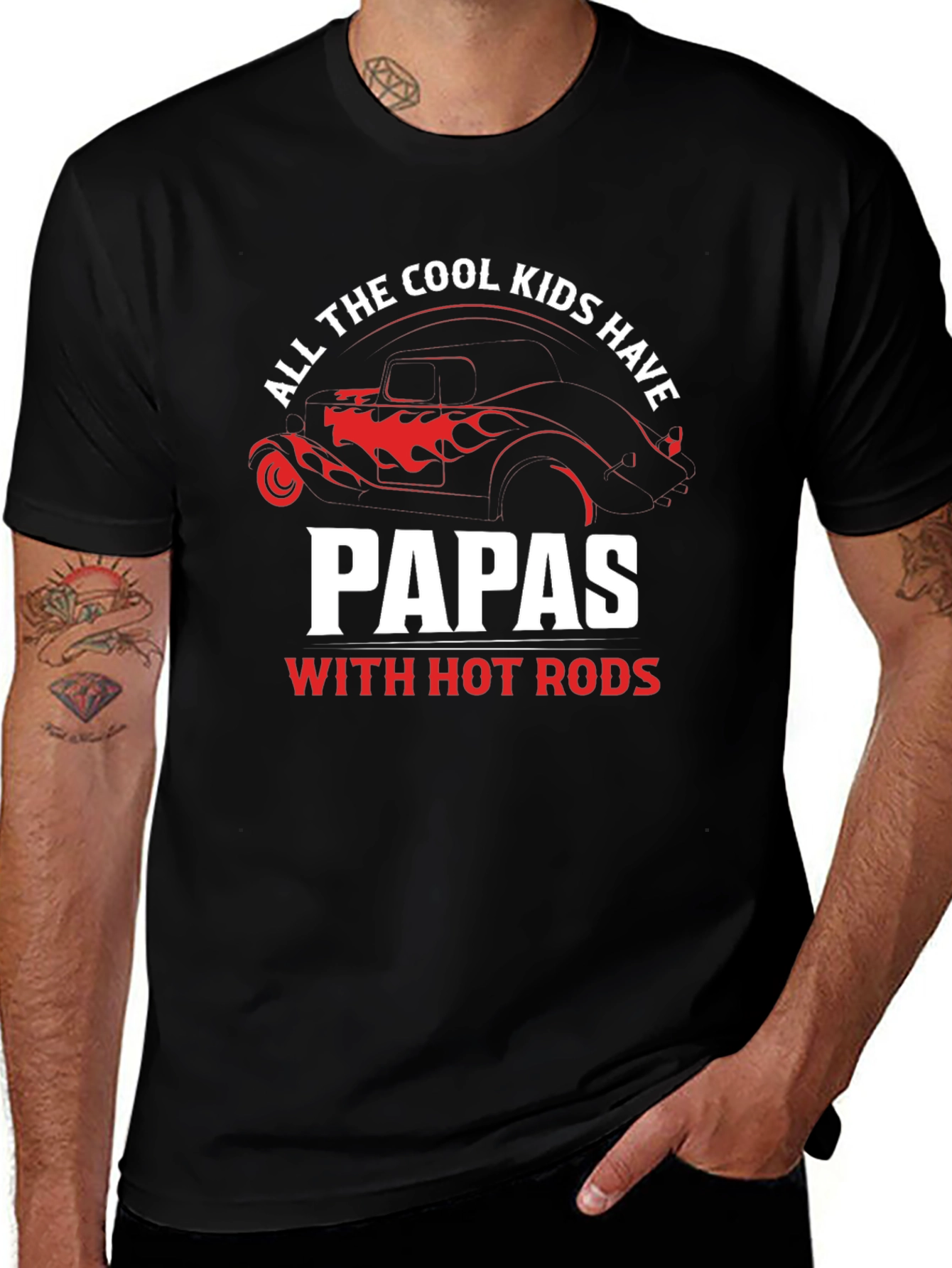 Variant 4 of Cool Papas Hot Rods Graphic Tee - Black