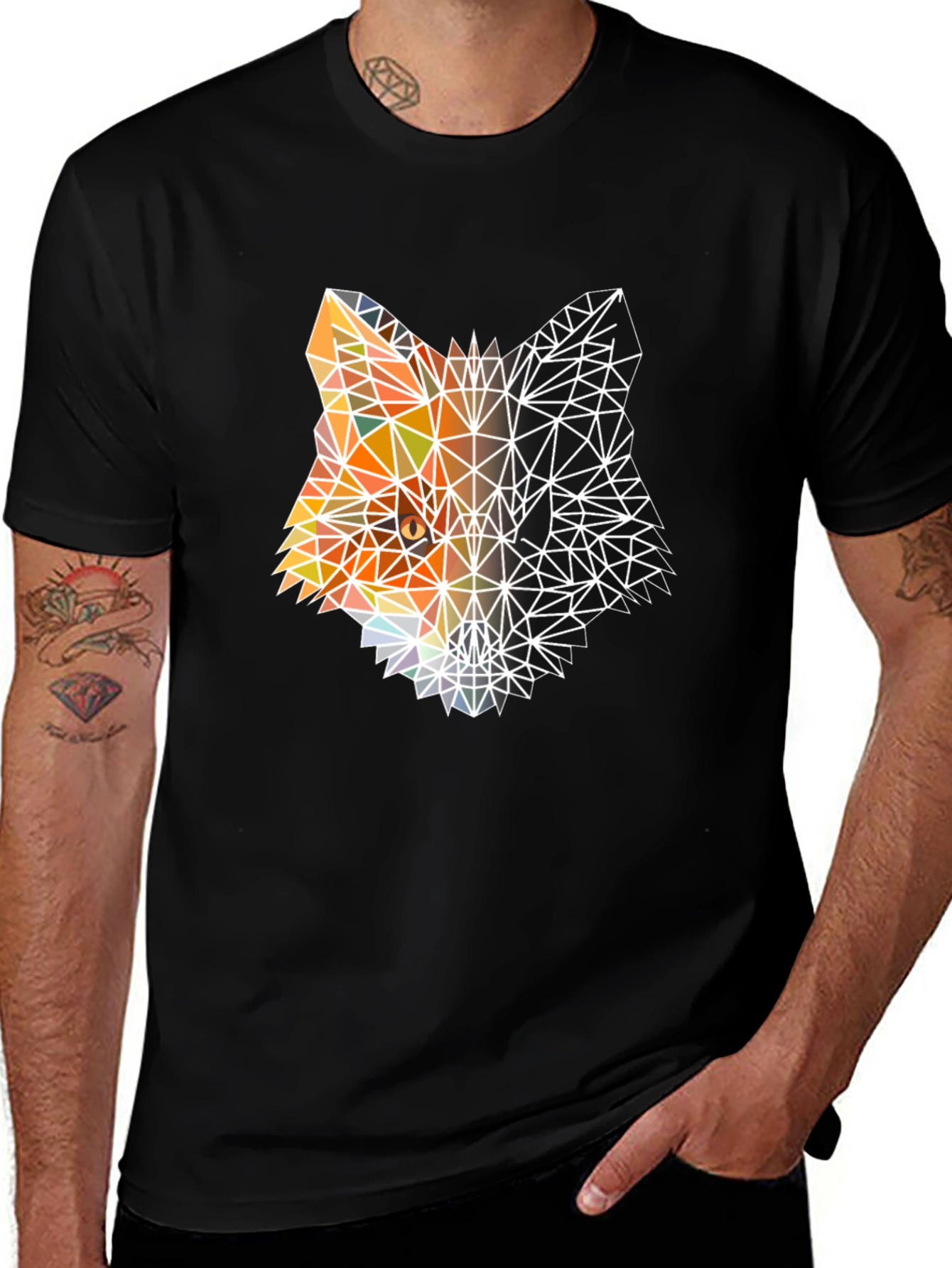 Variant 23 of Geometric Fox Graphic Tee - Modern Animal Print Shirt