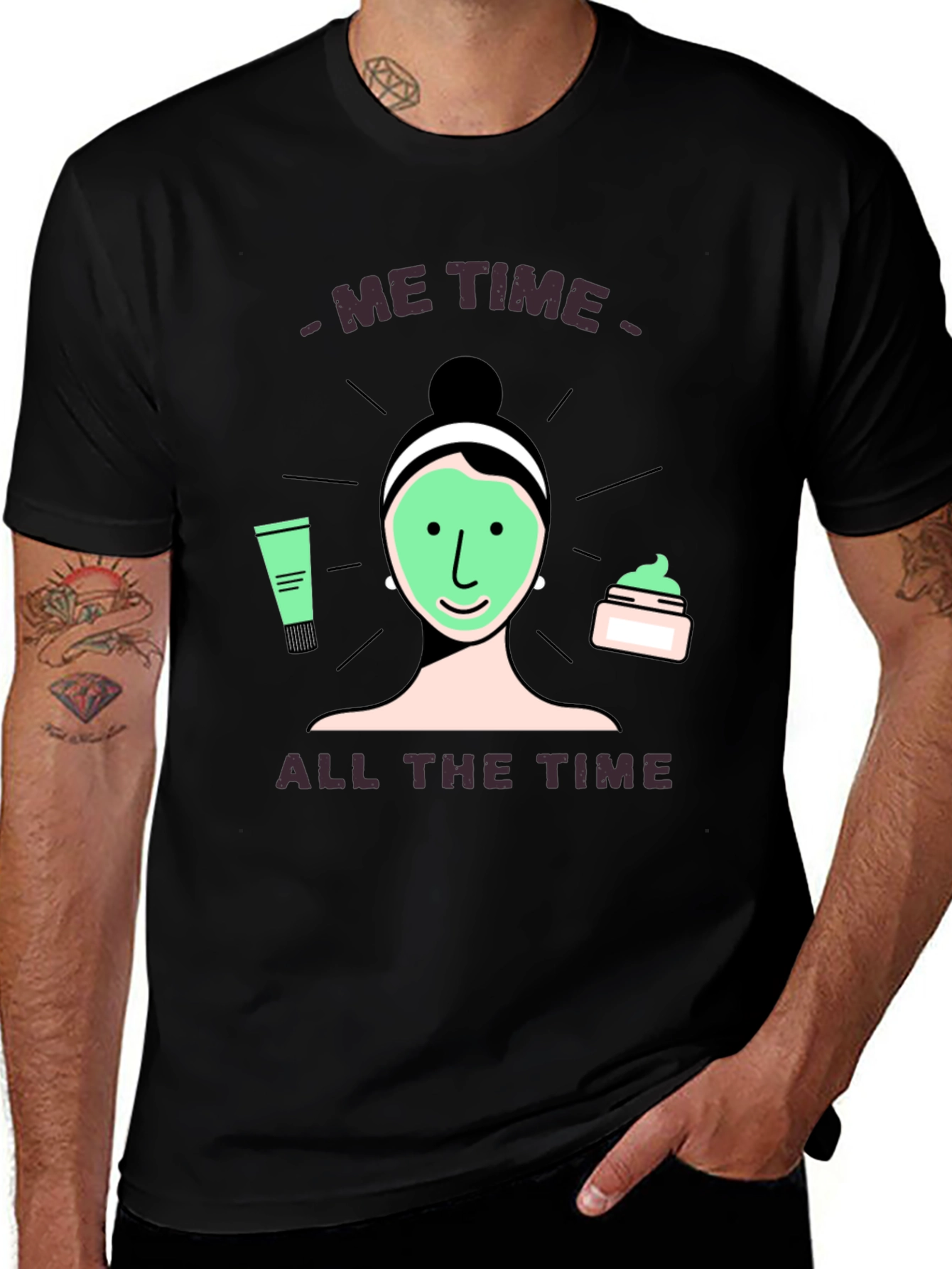 Variant 26 of Me Time All the Time Black Graphic T-Shirt