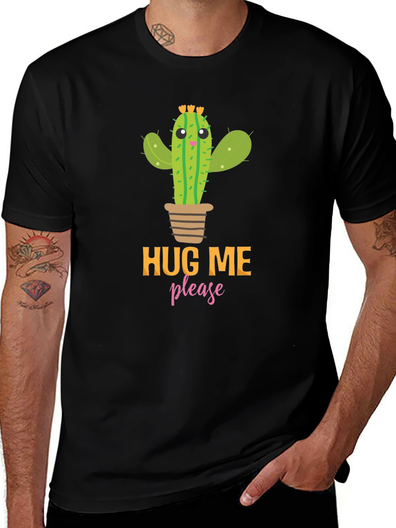 Variant 8 of Hug Me Please Cactus Graphic Tee - Black