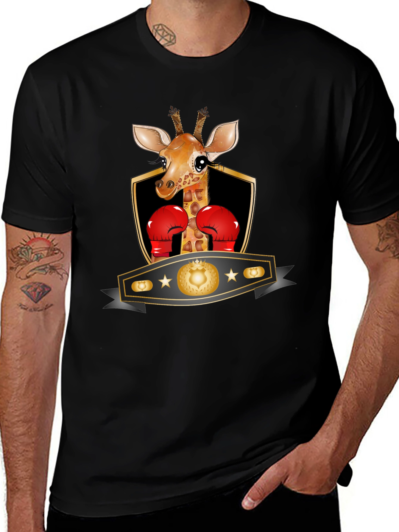 Variant 9 of Giraffe Boxing T-Shirt - Funny Animal Tee