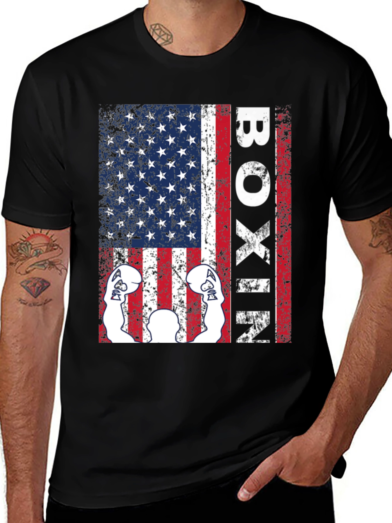 Variant 17 of Boxing USA Flag Graphic T-Shirt