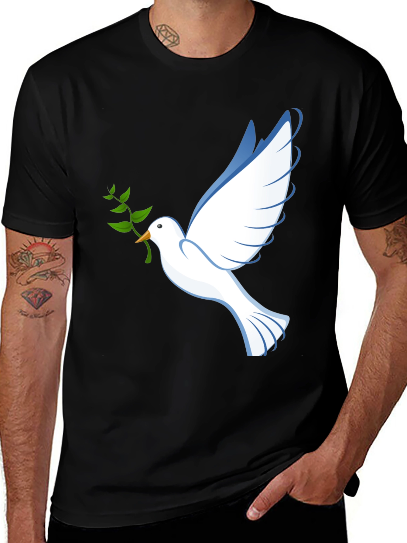 Variant 19 of Peace Dove Graphic Tee - Black Comfort Fit