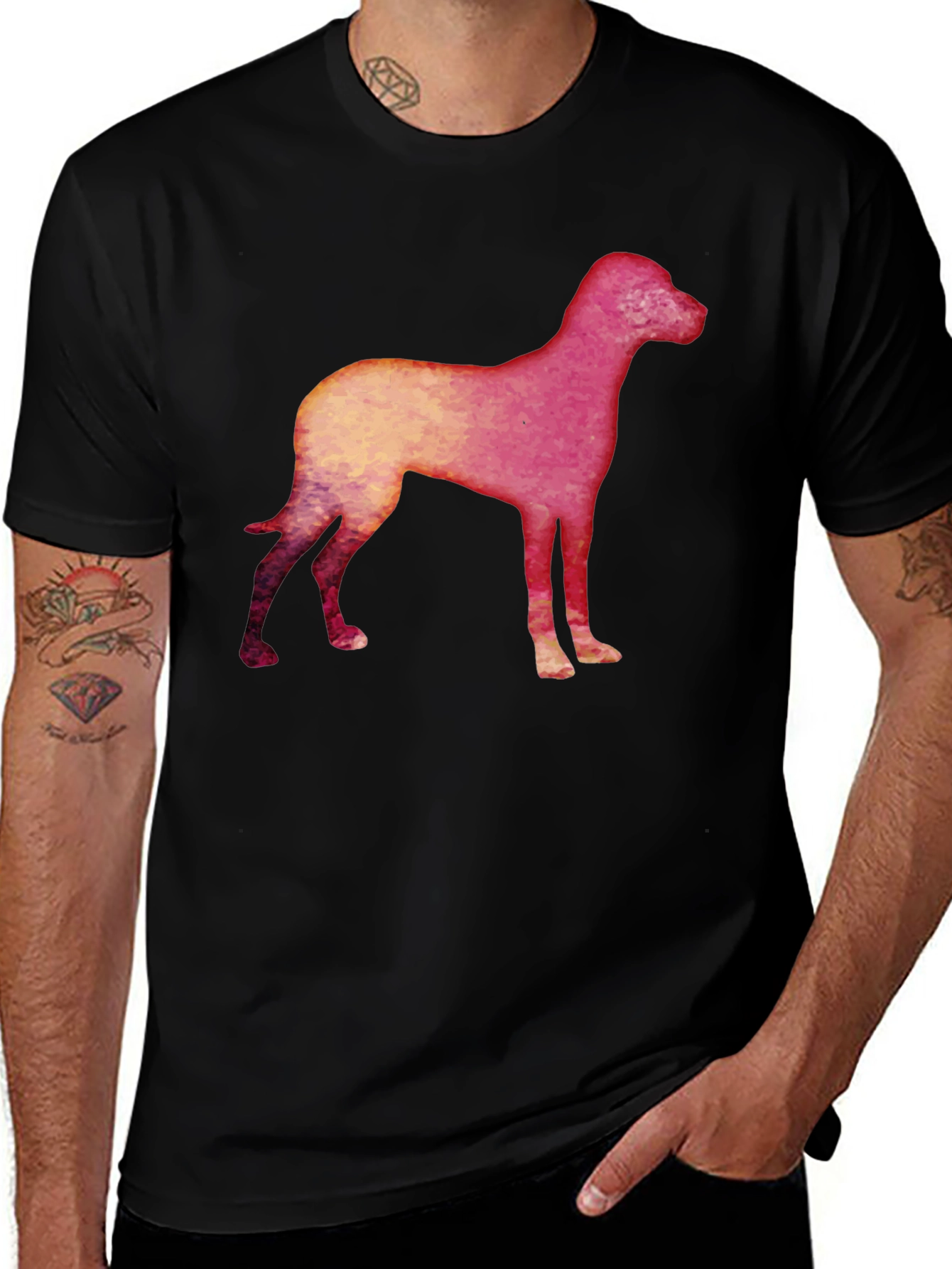 Variant 4 of Dog Silhouette Graphic Black T-Shirt