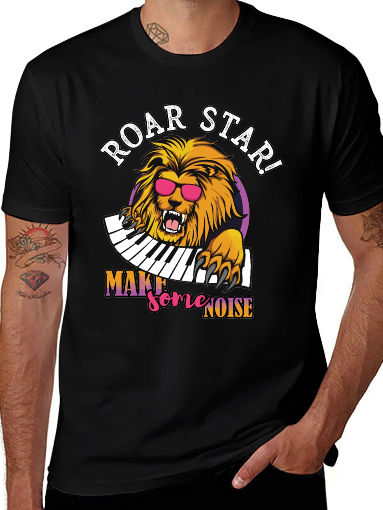 Black Roar Star Lion Graphic Tee - Rock Your Style! main image