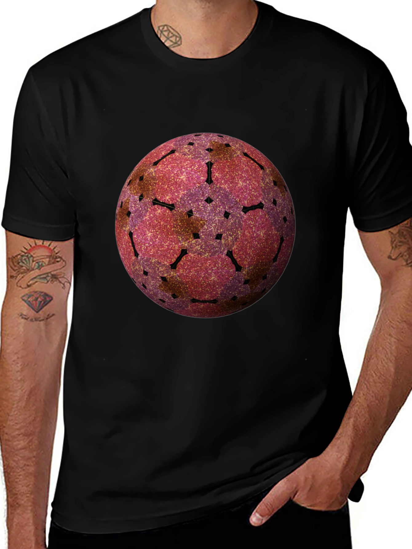 Variant 17 of Abstract Sphere Graphic Tee - Black
