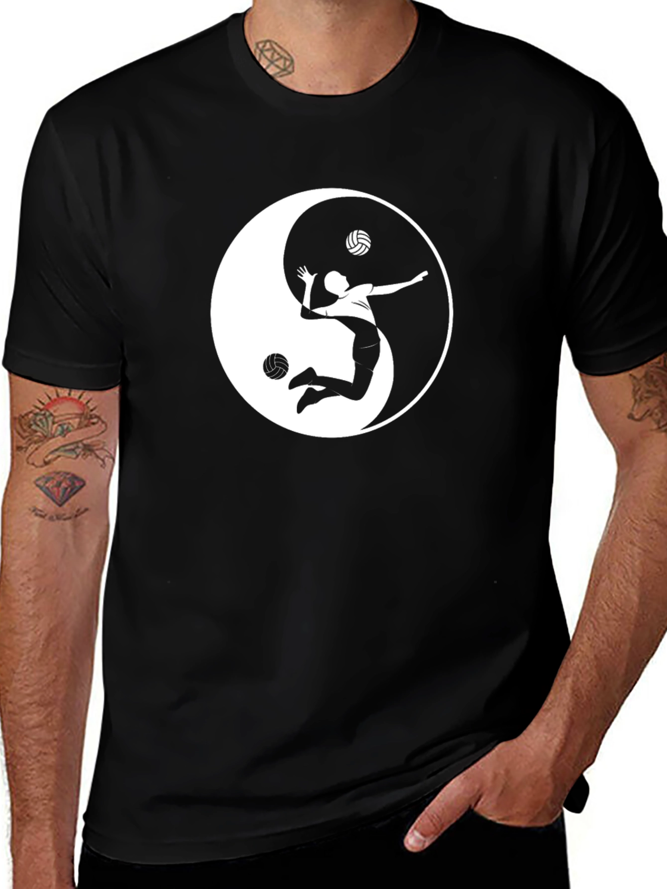 Variant 12 of Yin Yang Volleyball Graphic Tee - Stylish Sport Shirt