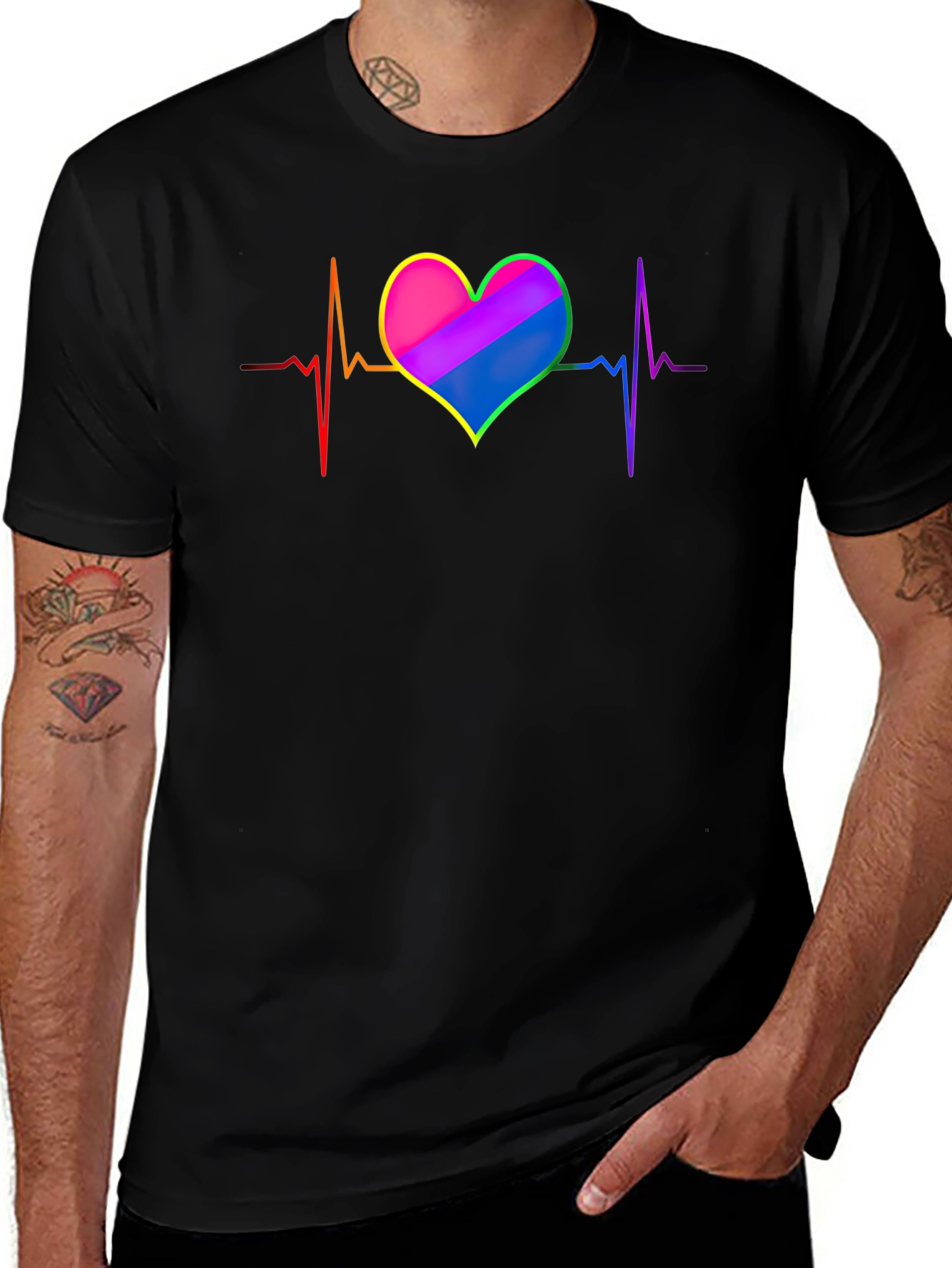 Variant 30 of LGBTQ+ Heartbeat T-Shirt - Pride Love