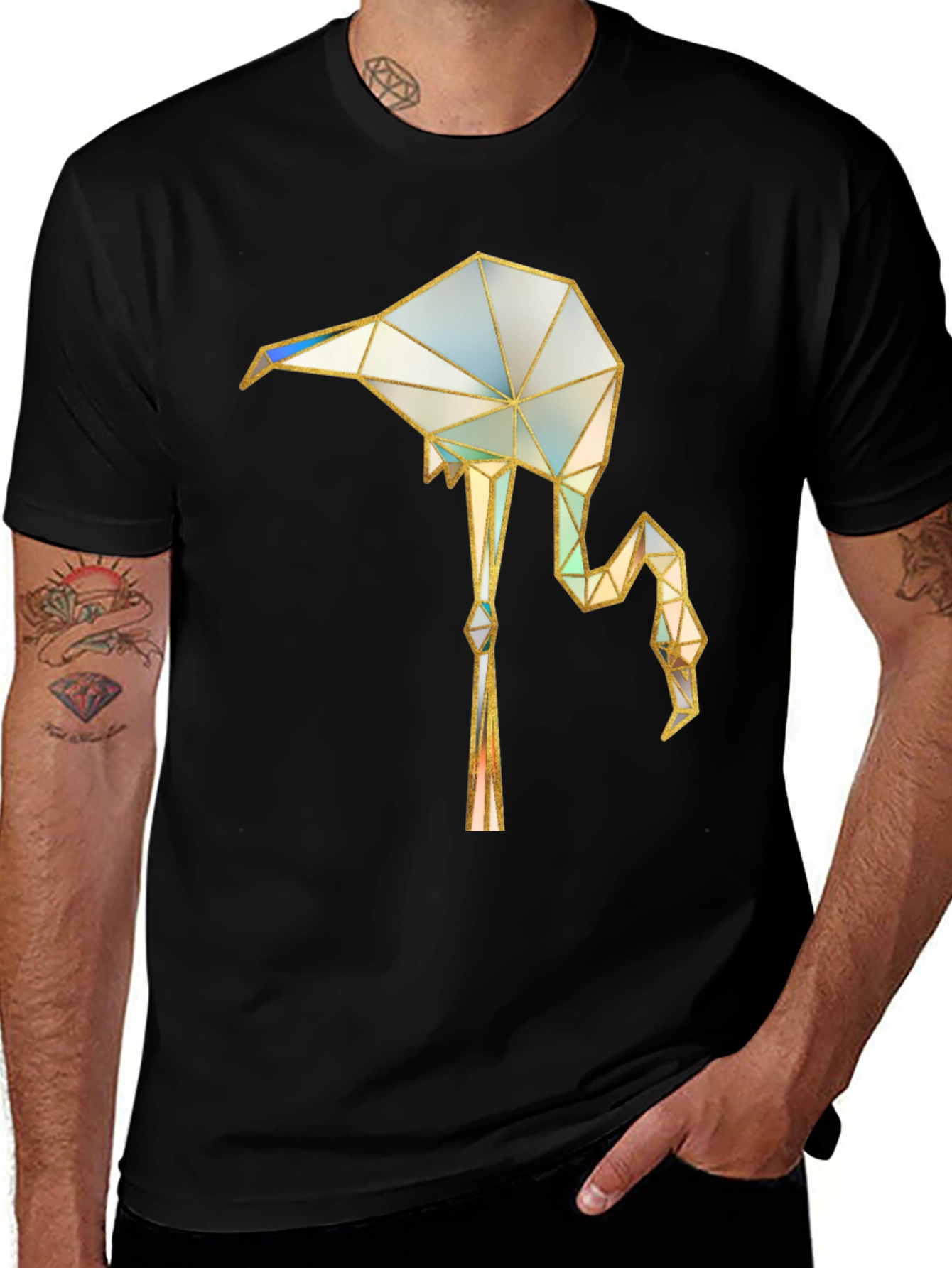 Variant 6 of Geometric Flamingo T-Shirt - Abstract Bird Tee