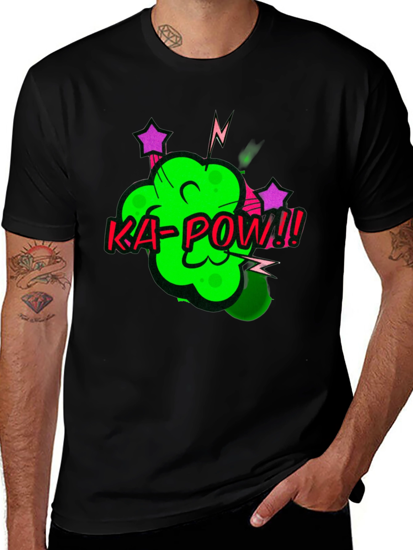 Ka-Pow Graphic Tee - Black Cotton T-Shirt
