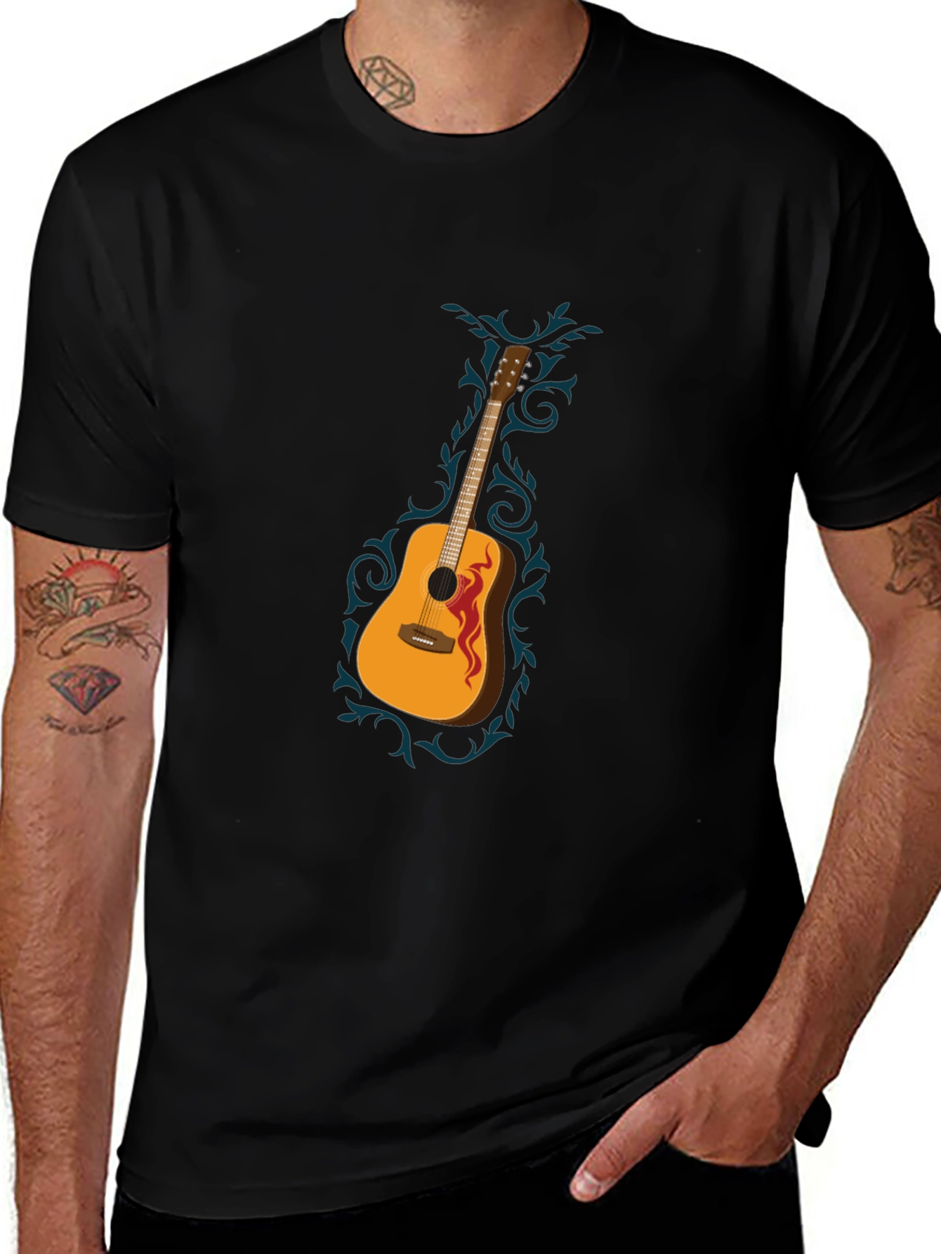 Variant 18 of Guitar Graphic Black T-Shirt