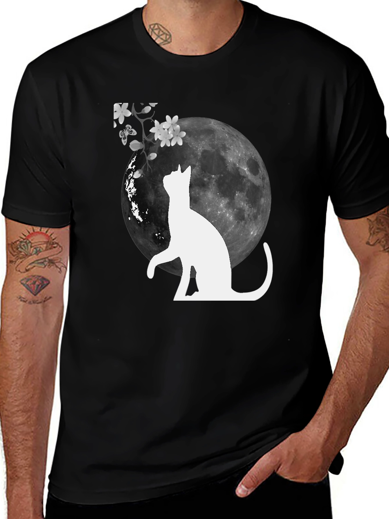 Variant 12 of Moon Gazing Cat T-Shirt - Stylish Graphic Tee
