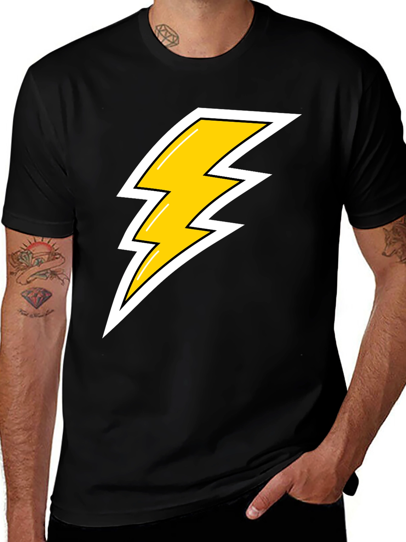 Variant 19 of Black T-Shirt with Lightning Bolt Graphic