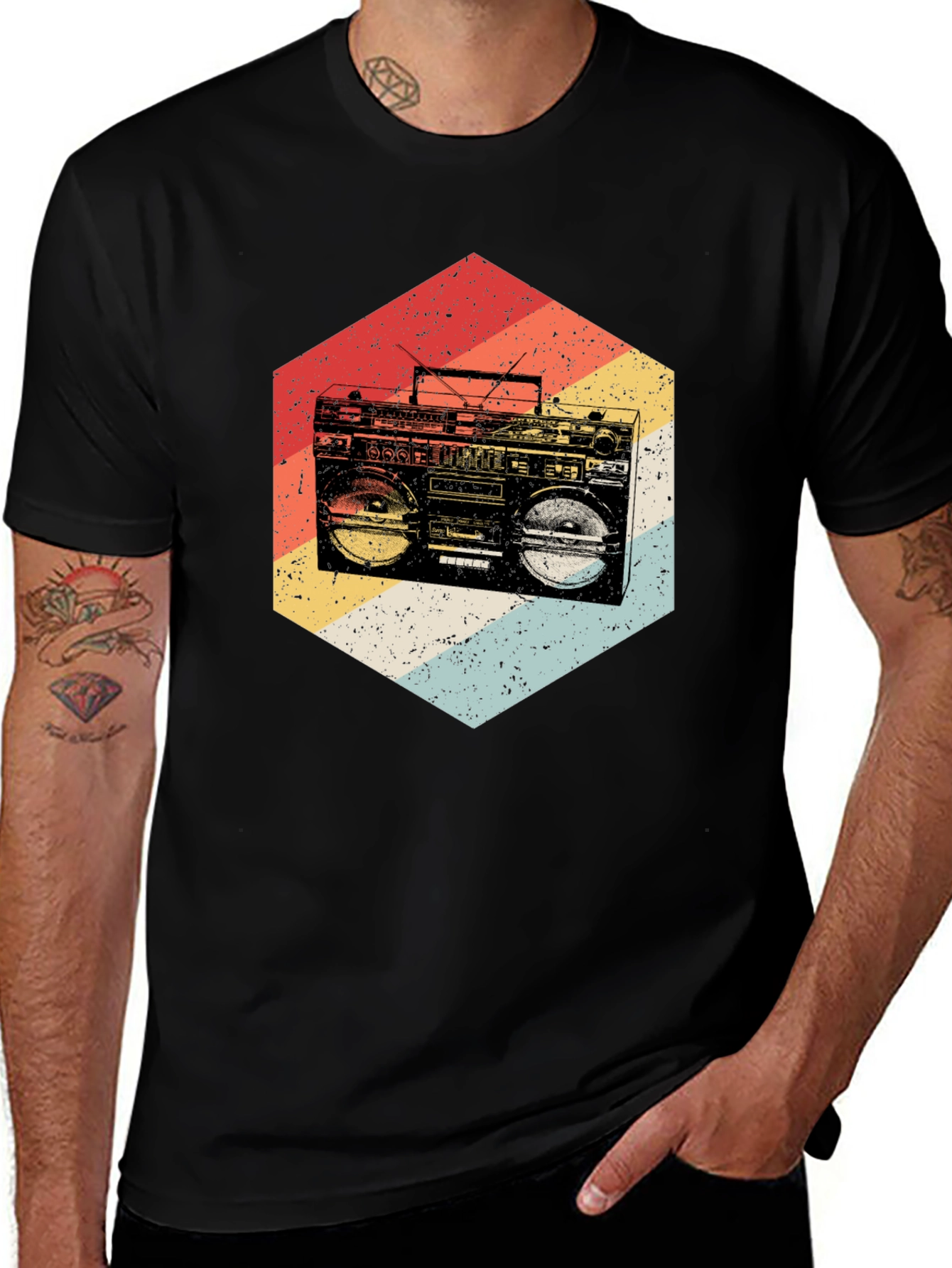 Variant 3 of Retro Boombox Graphic Tee - Vintage Style T-Shirt