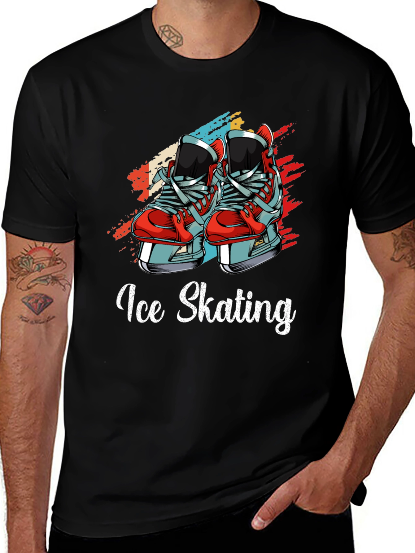 Variant 21 of Ice Skating Graphic Tee - Retro Skates Design