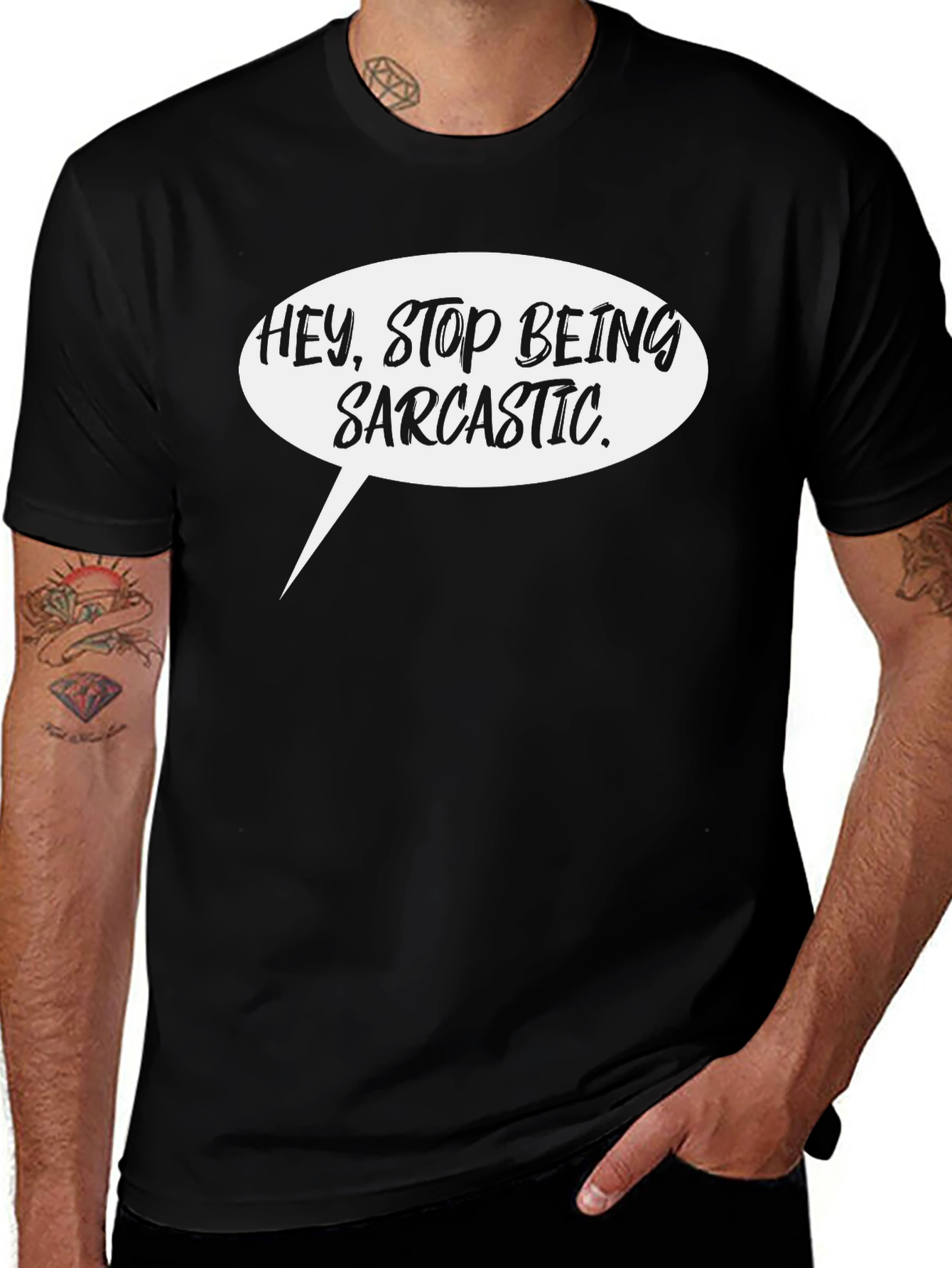 Variant 23 of Sarcastic Speech Bubble Graphic Tee - Black