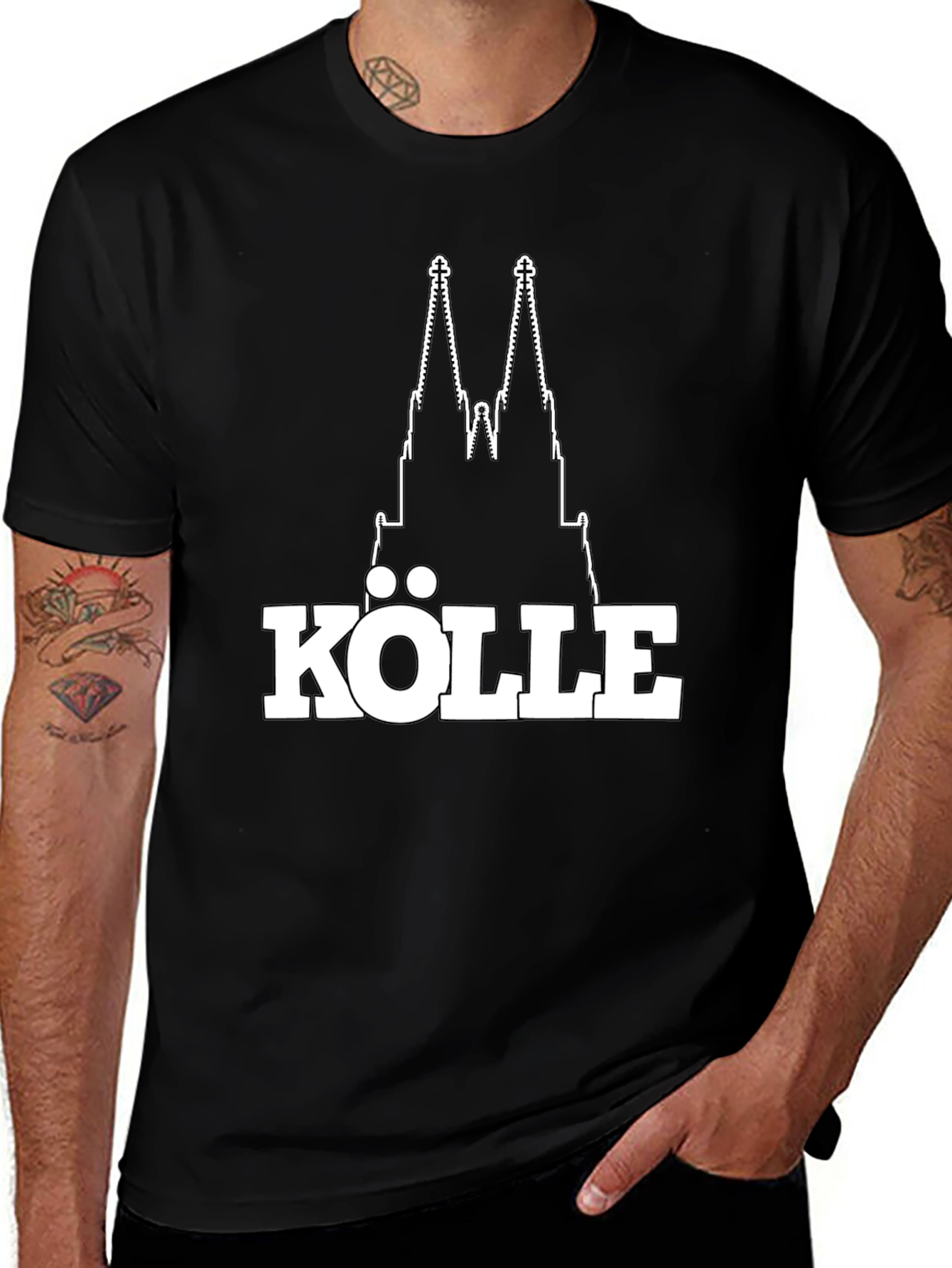 Variant 18 of Köln Cathedral Graphic Tee - Black