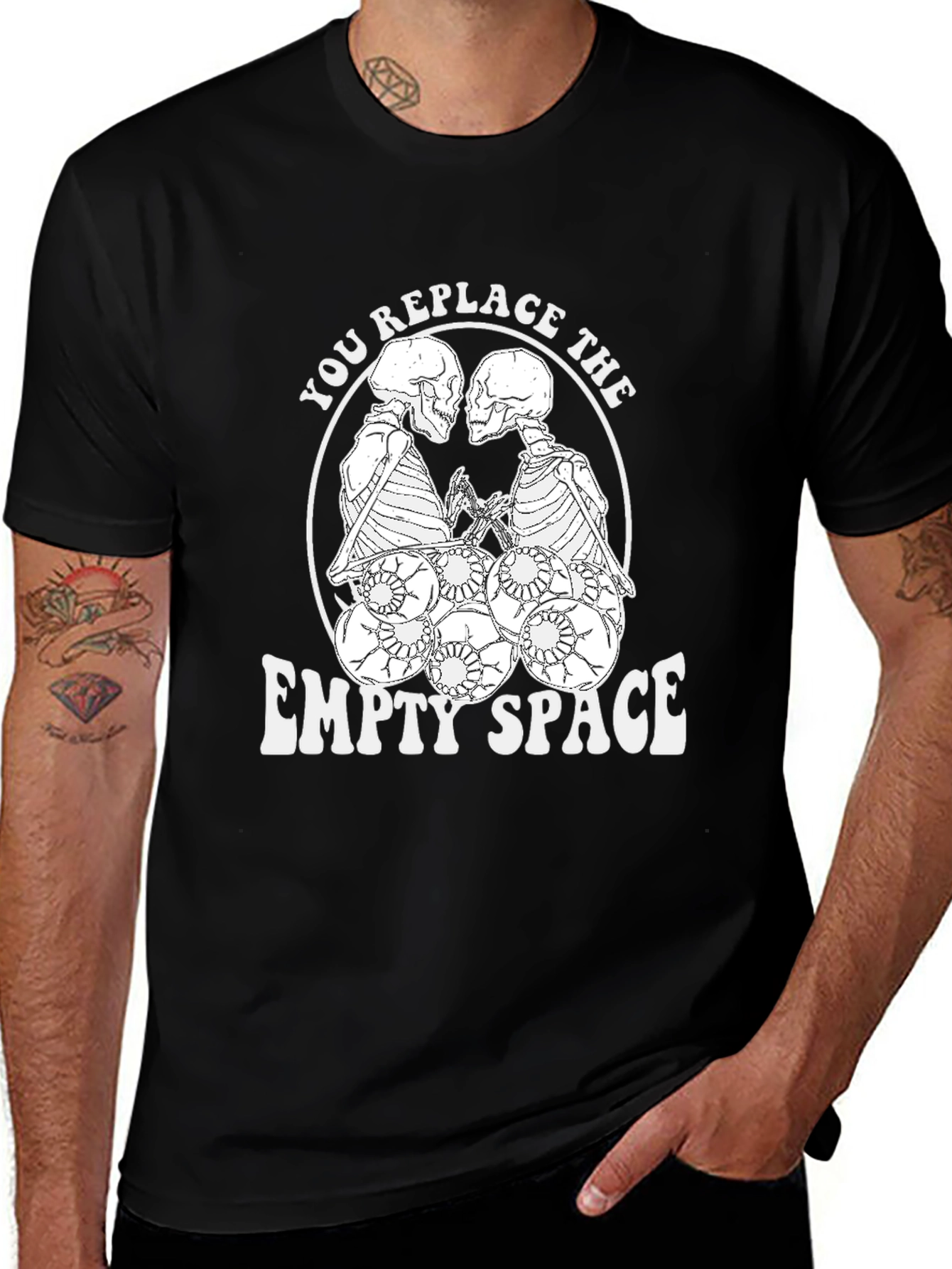 Variant 10 of Skeletal Embrace Graphic Tee - You Replace The Empty Space