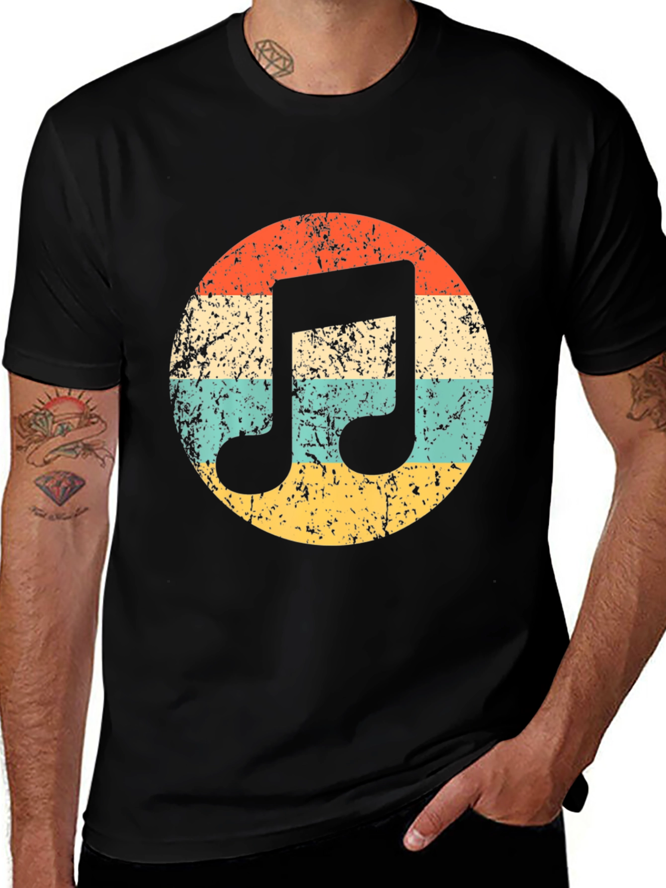 Variant 12 of Retro Music Note Graphic Tee - Vintage Style T-Shirt
