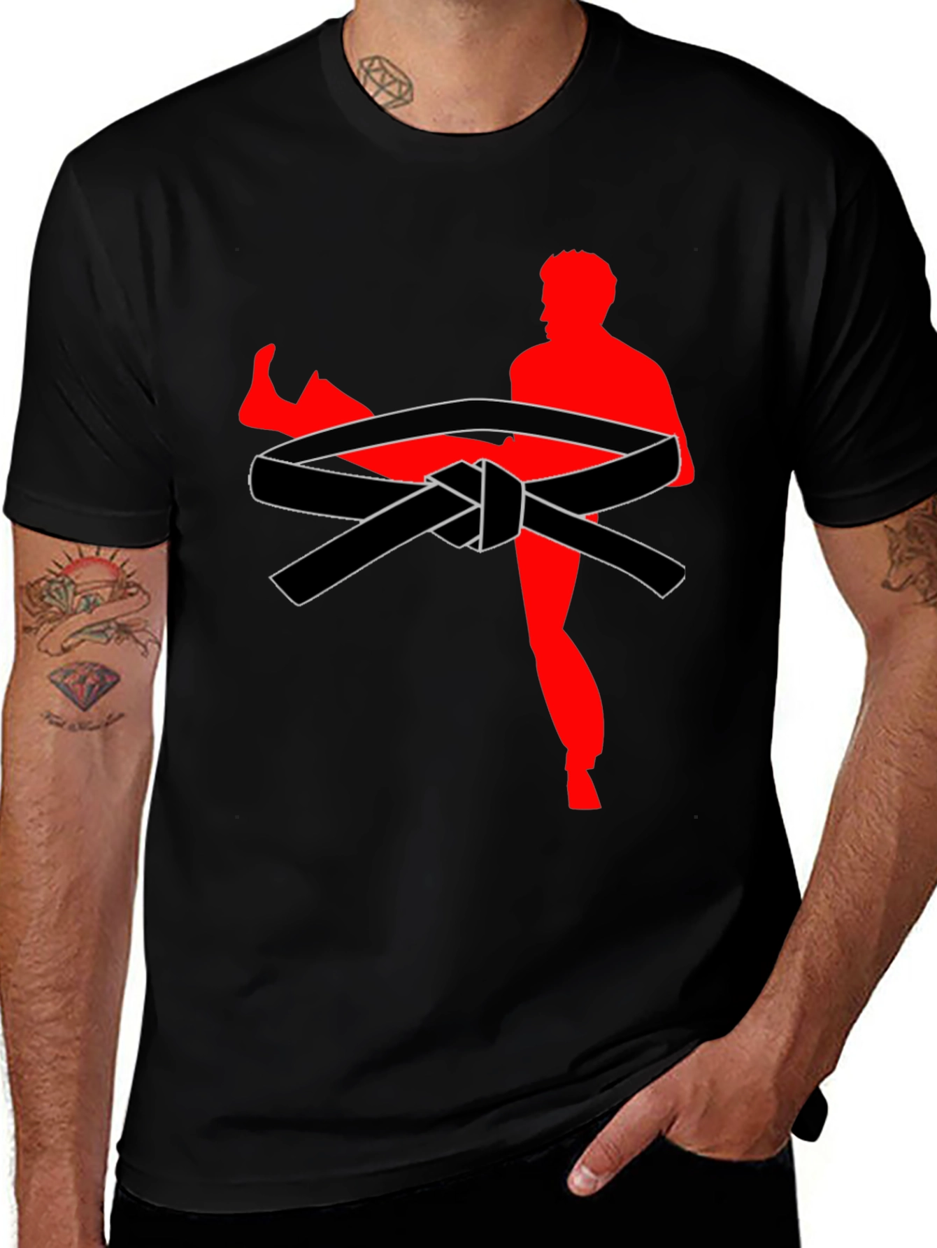 Variant 2 of Karate Kick T-Shirt - Black Belt Design