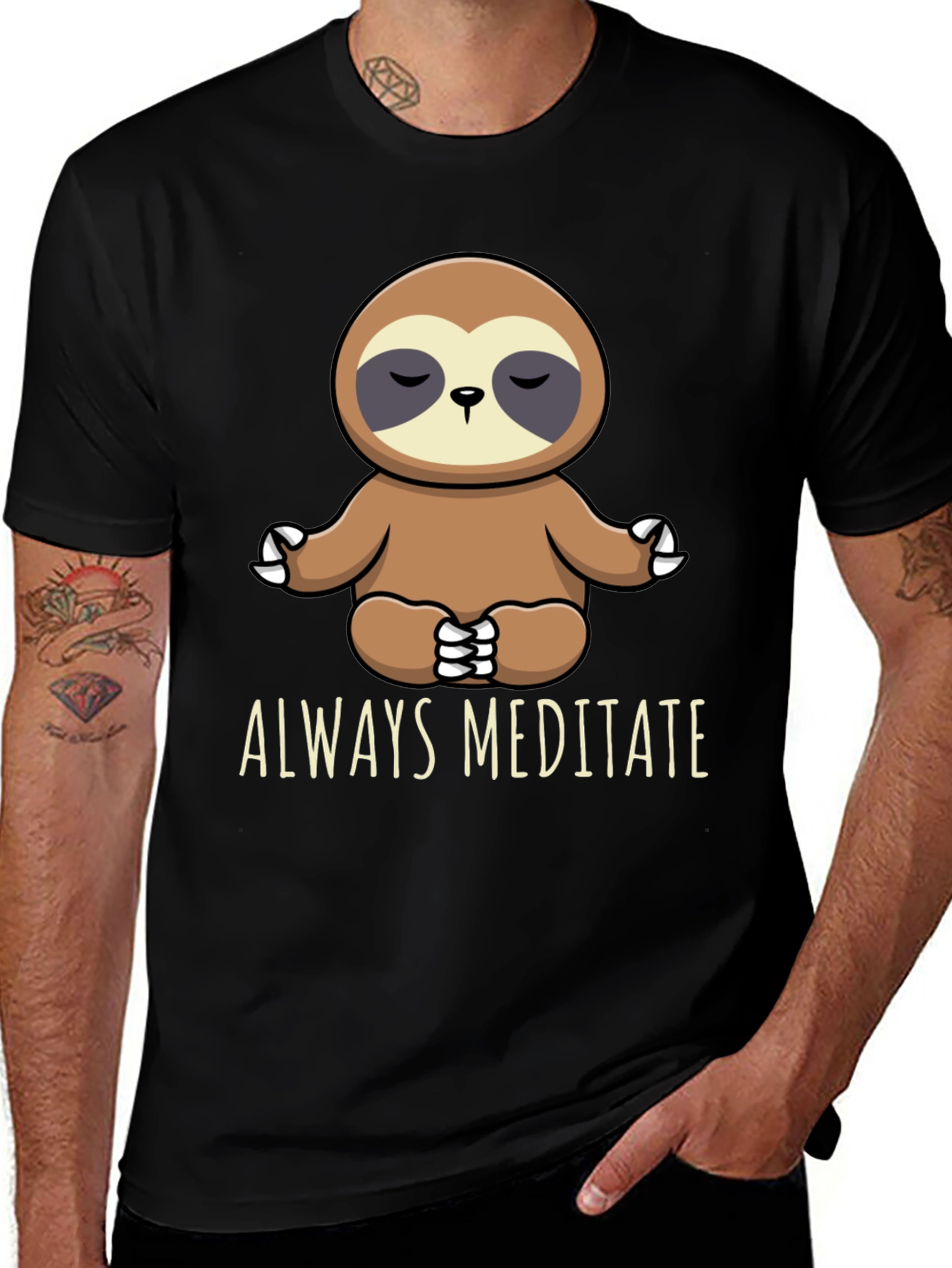 Variant 16 of Meditating Sloth Graphic Tee - Always Meditate!