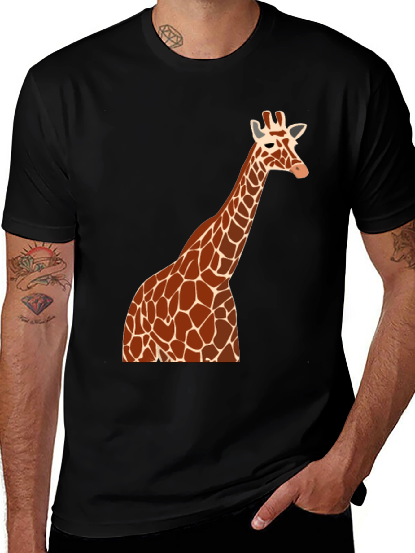 Variant 5 of Giraffe Graphic Tee - Black Cotton Blend