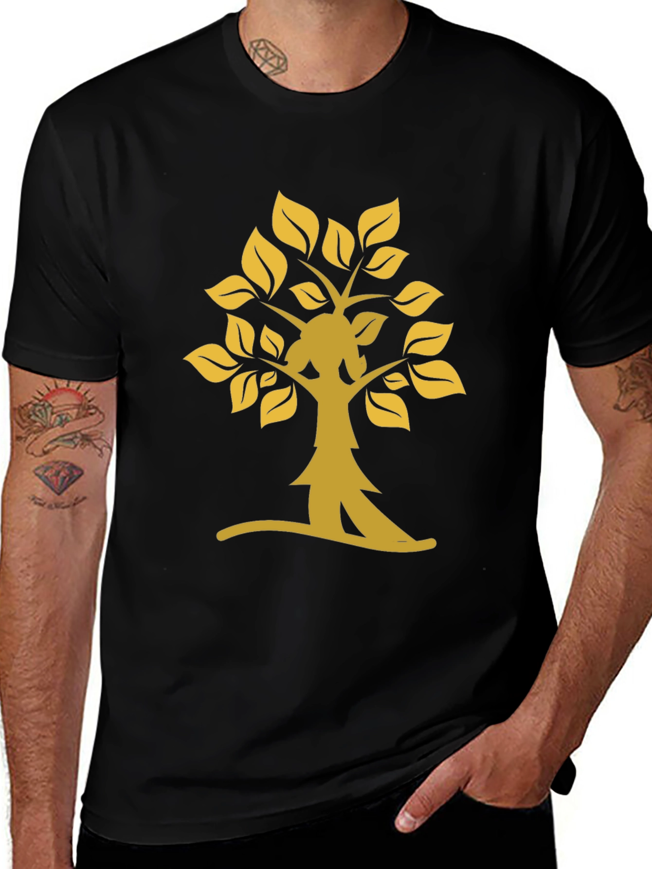 Variant 9 of Stylish Tree Graphic Black T-Shirt