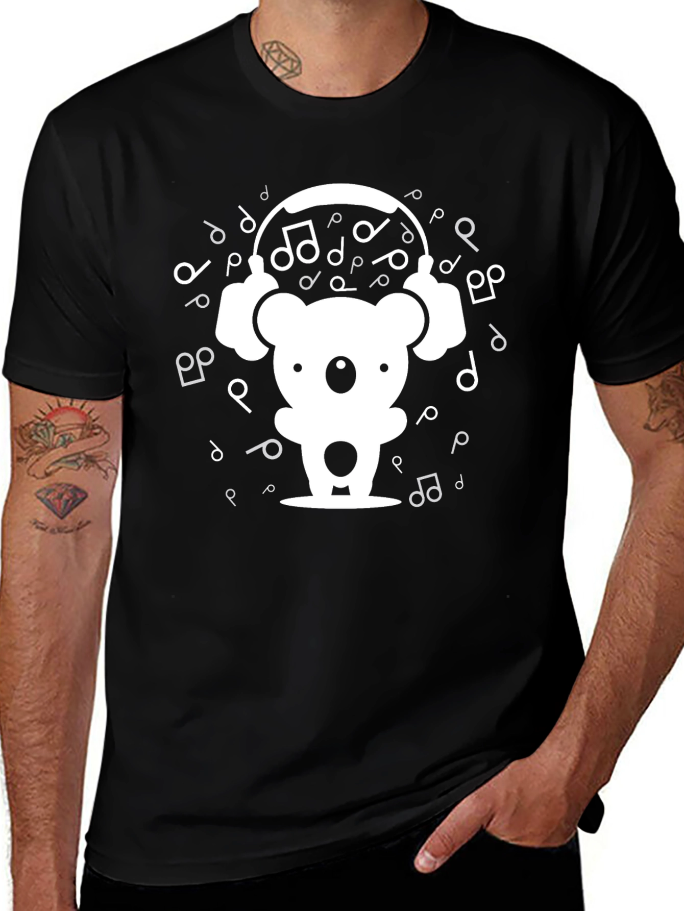 Variant 13 of Koala Music Lover Black T-Shirt