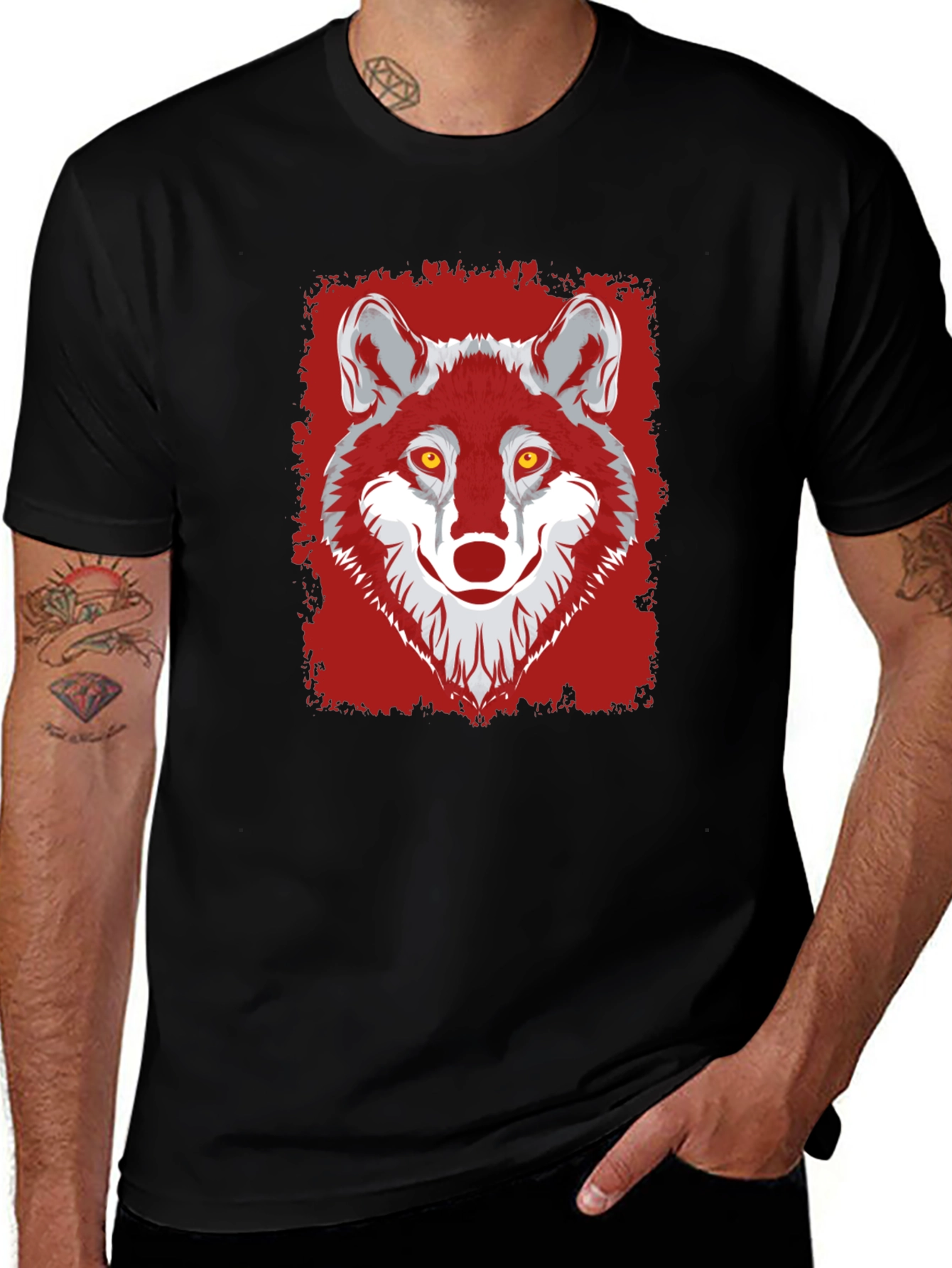 Variant 12 of Wolf Graphic Tee - Men's Black T-Shirt