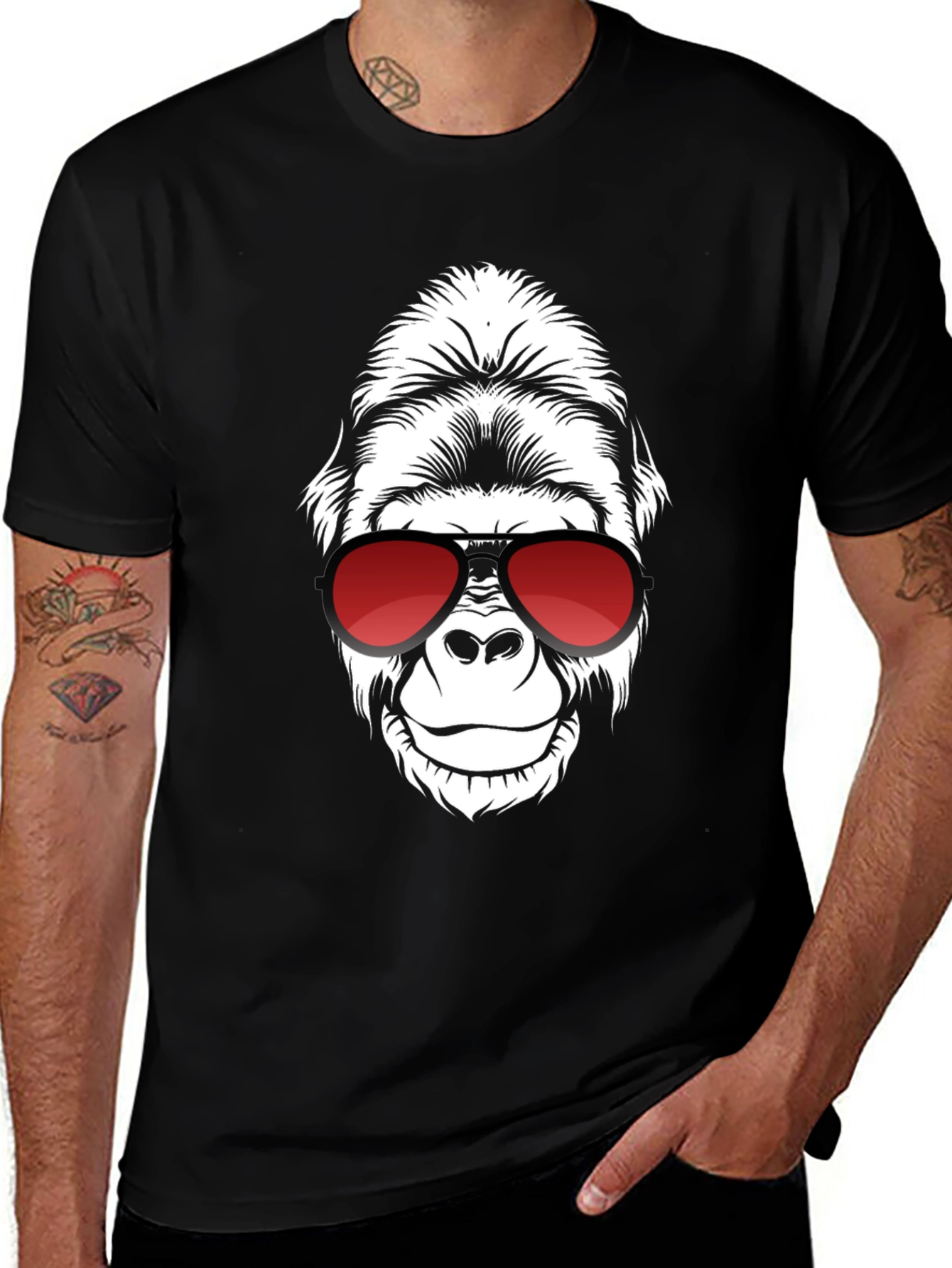 Variant 28 of Cool Gorilla Graphic Tee - Black Crew Neck