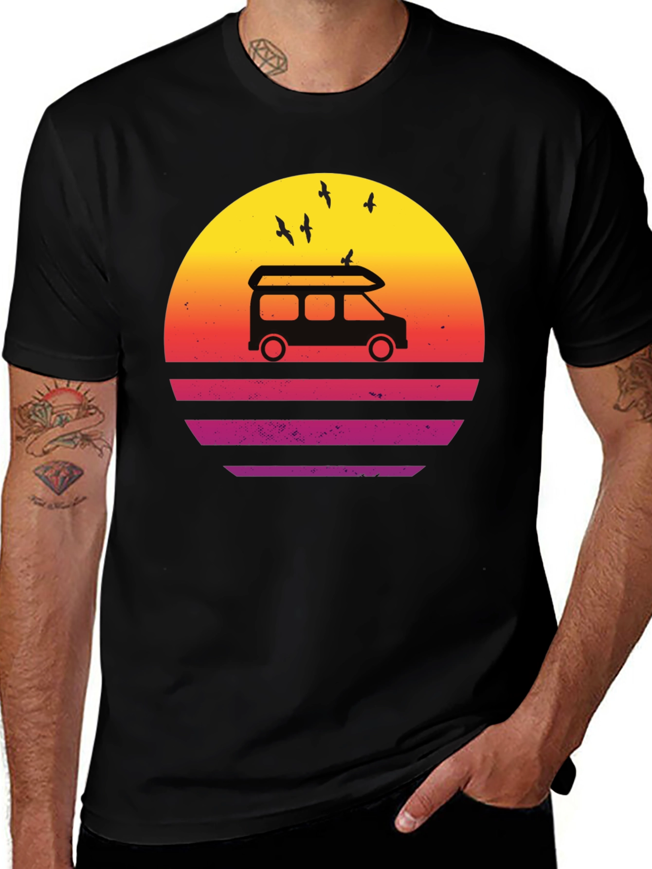 Variant 12 of Retro Sunset Camper Van Graphic Tee