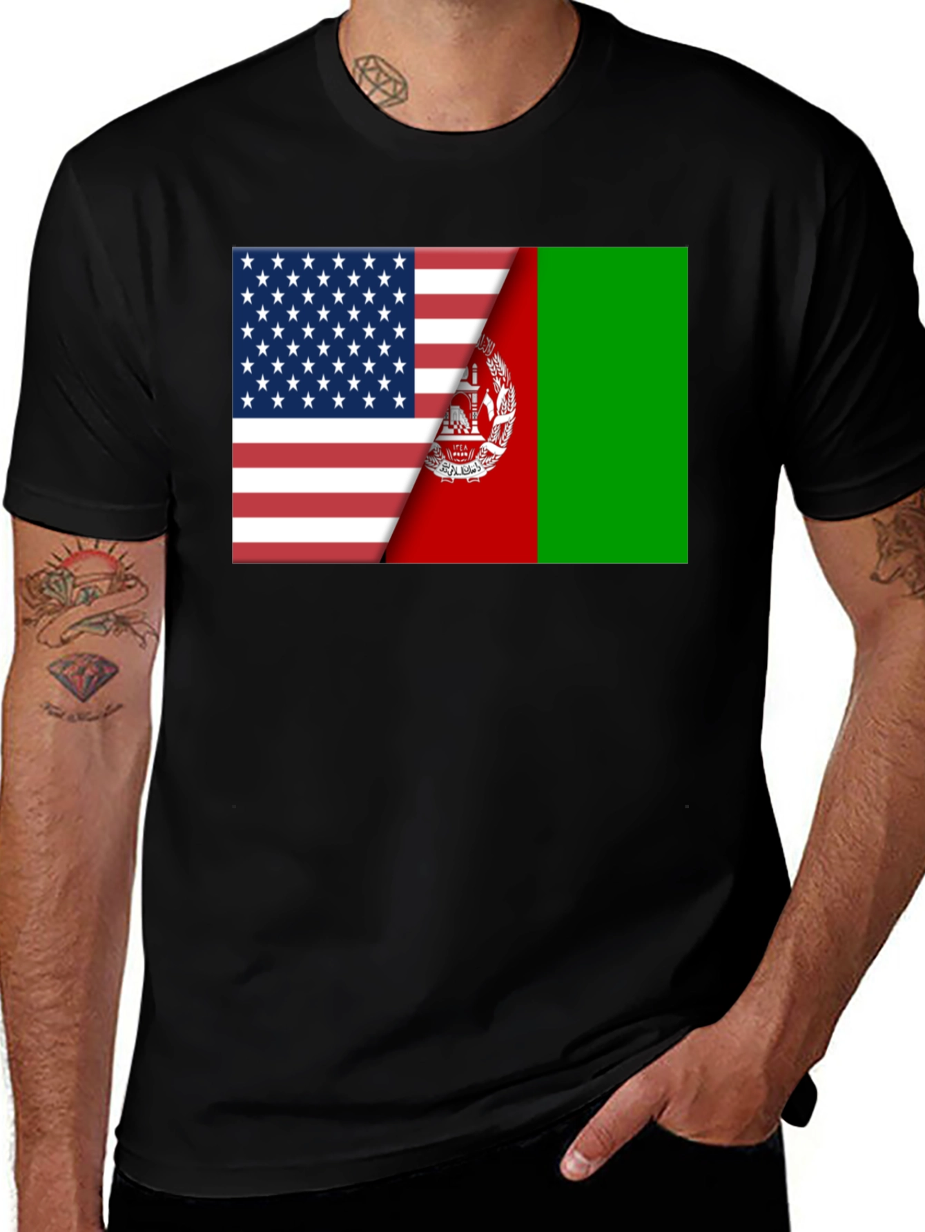 Variant 23 of USA & Afghanistan Flag Graphic Tee