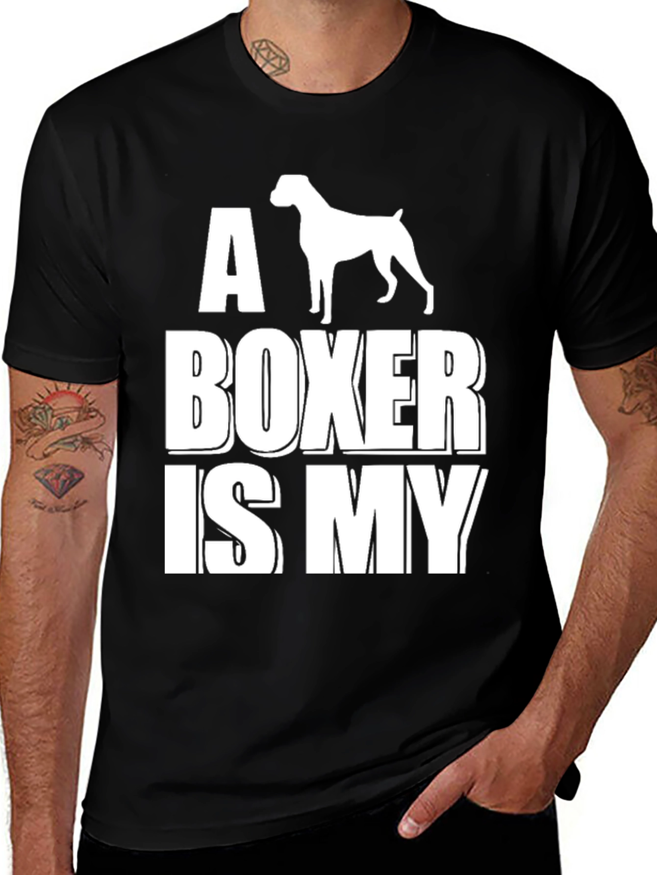 A Boxer is My Dog Graphic T-Shirt - Black